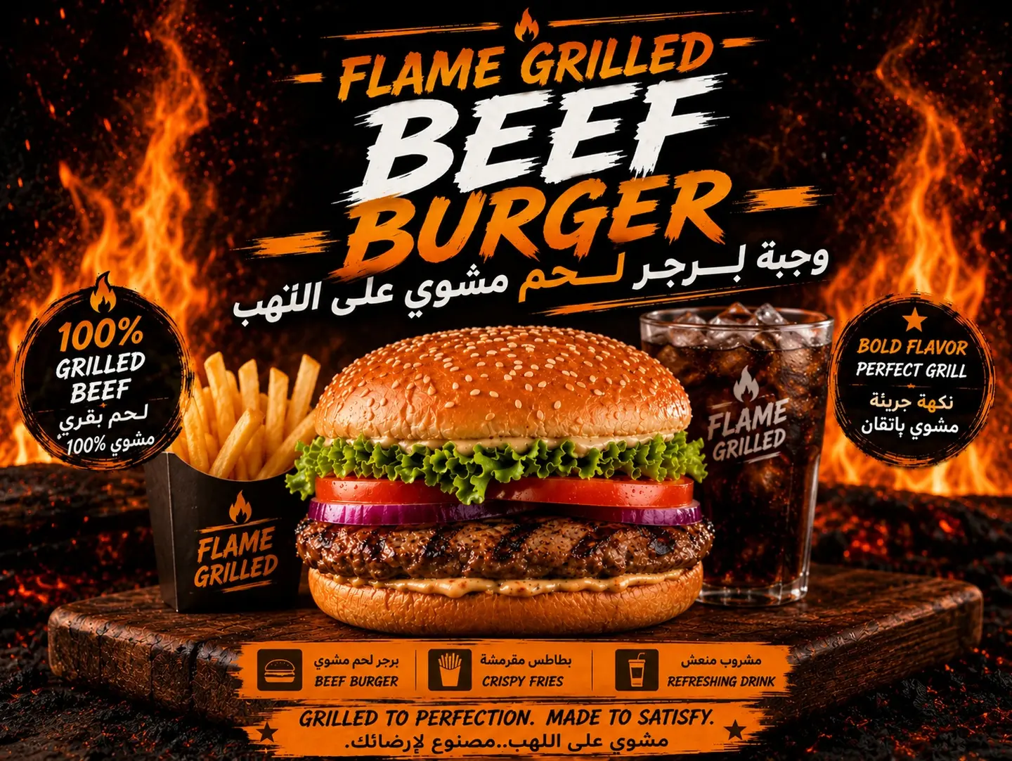 وجبة برجر لحم مشوي