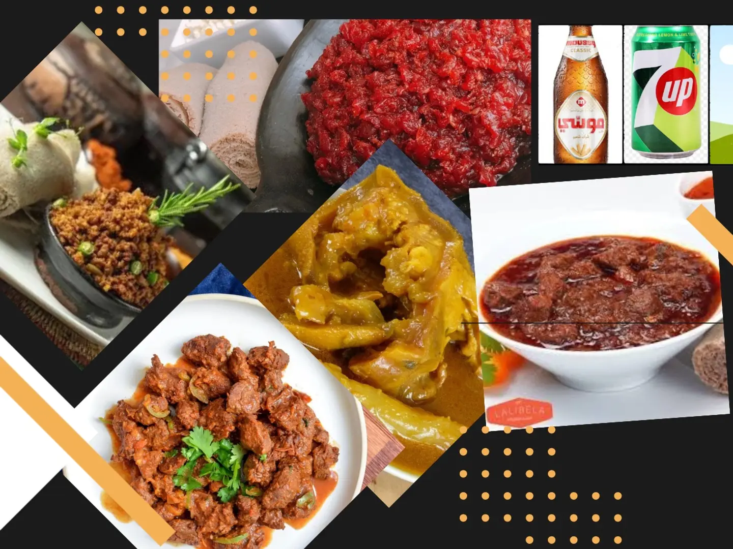 Family Meals  1 Nach Tibs  1khy Wod 1kitfo Lebleb  1 Dulet  1kikil  1. 7up  1 Moussy