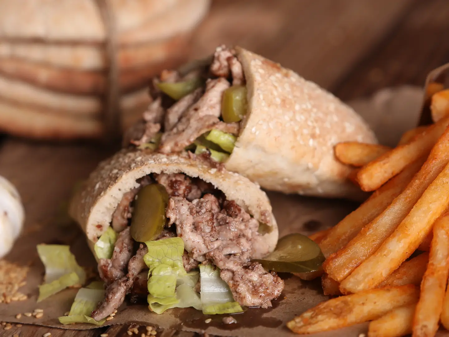 شاورما دجاج مع بطاطا