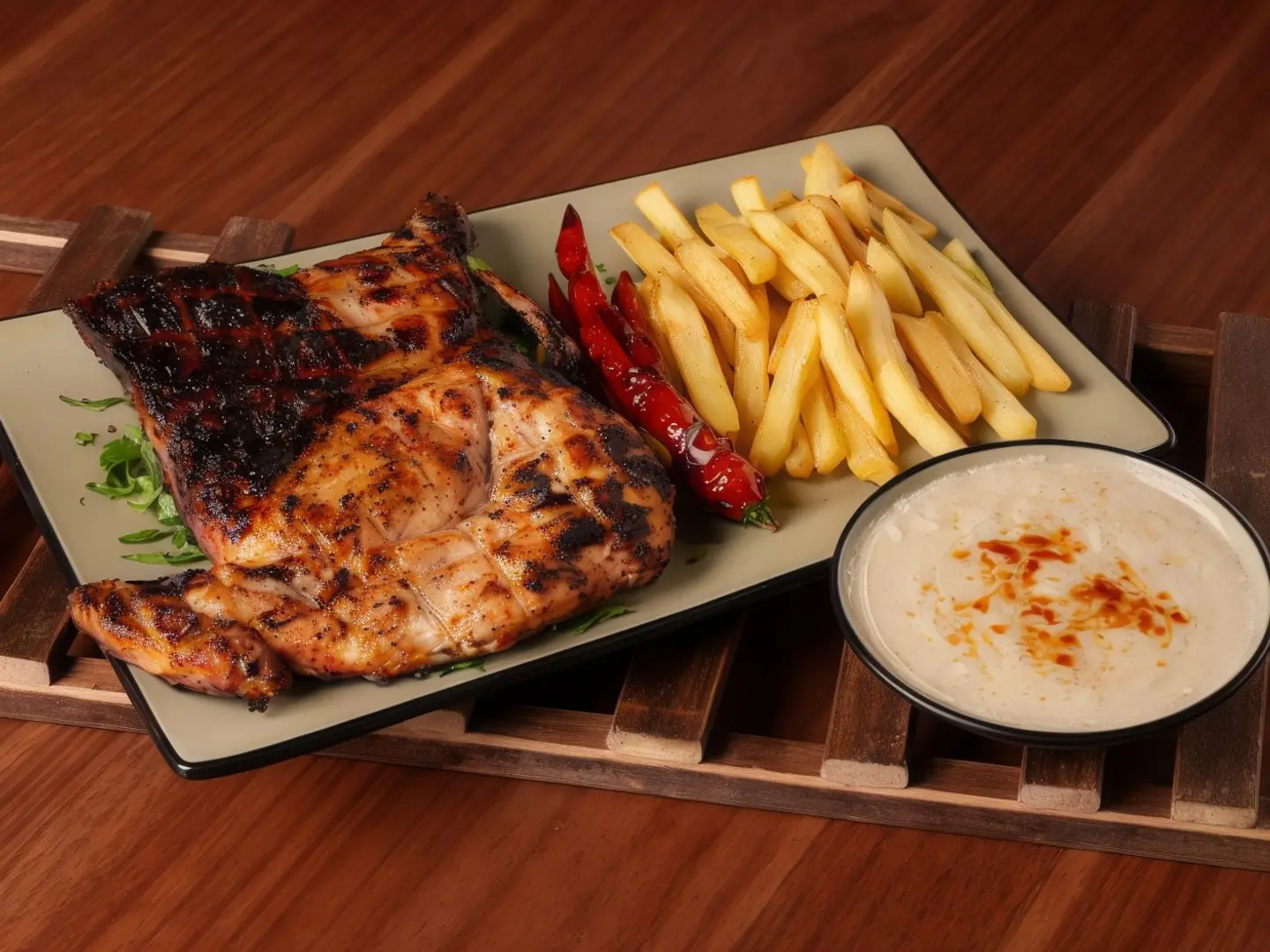 نص حبة دجاج مشوي على الفحم