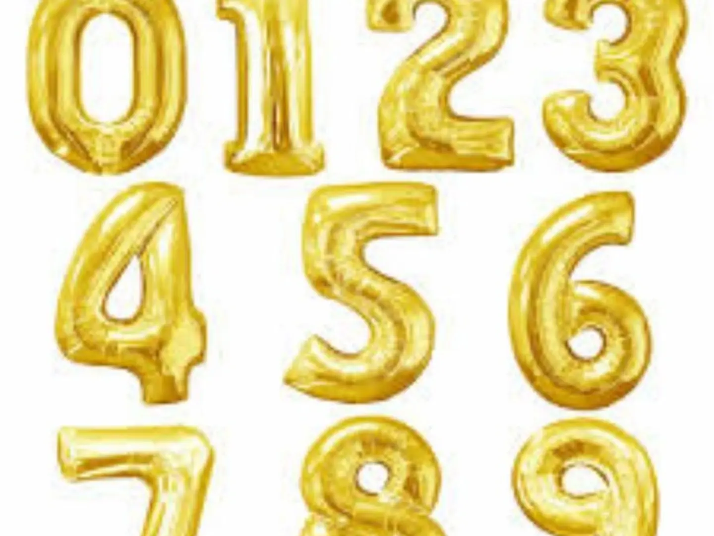 Gold Number Balloons