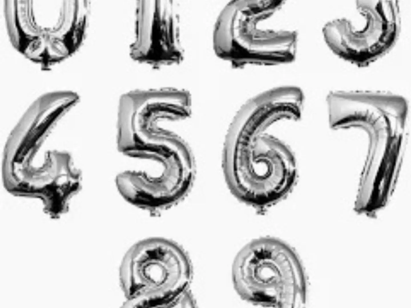 Silver Number Balloons