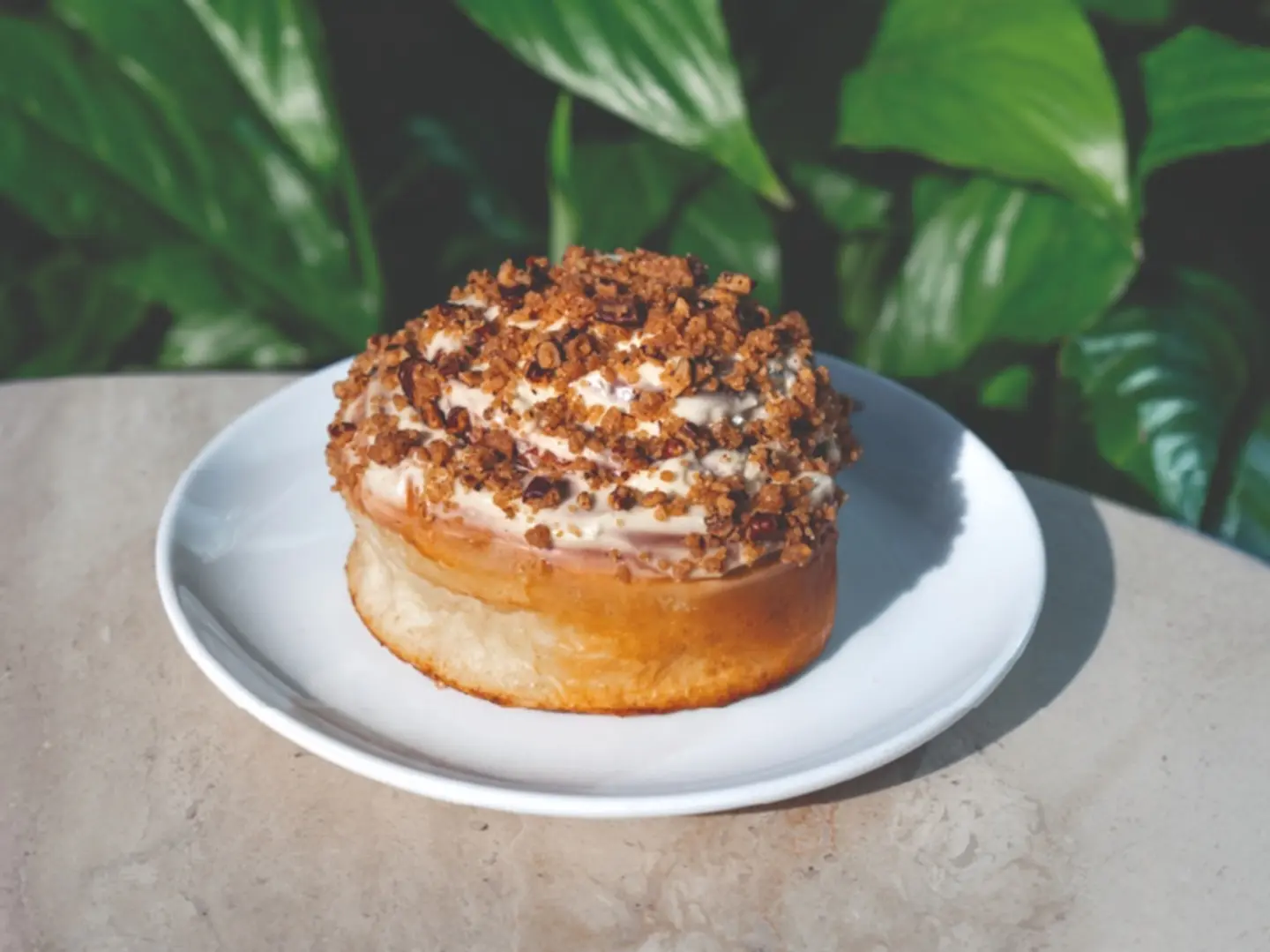 Cinnamon Roll With Pecan Topping