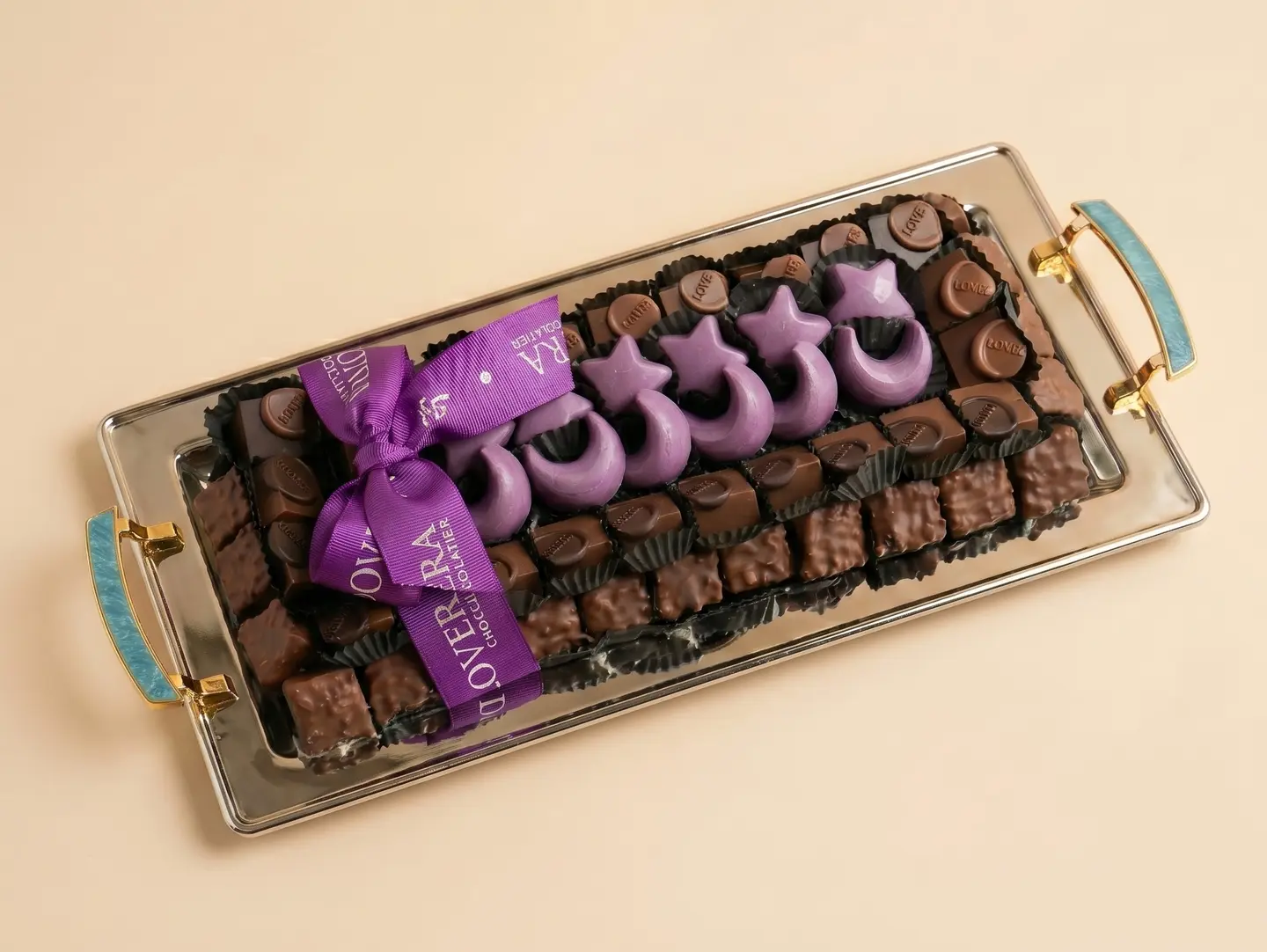 Medium Premium Chocolate Tray With Turquoise Handle