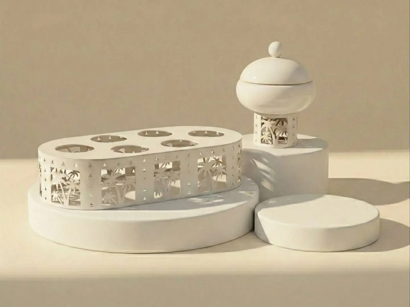 حامل فناجيل قهوة سعودية بيج