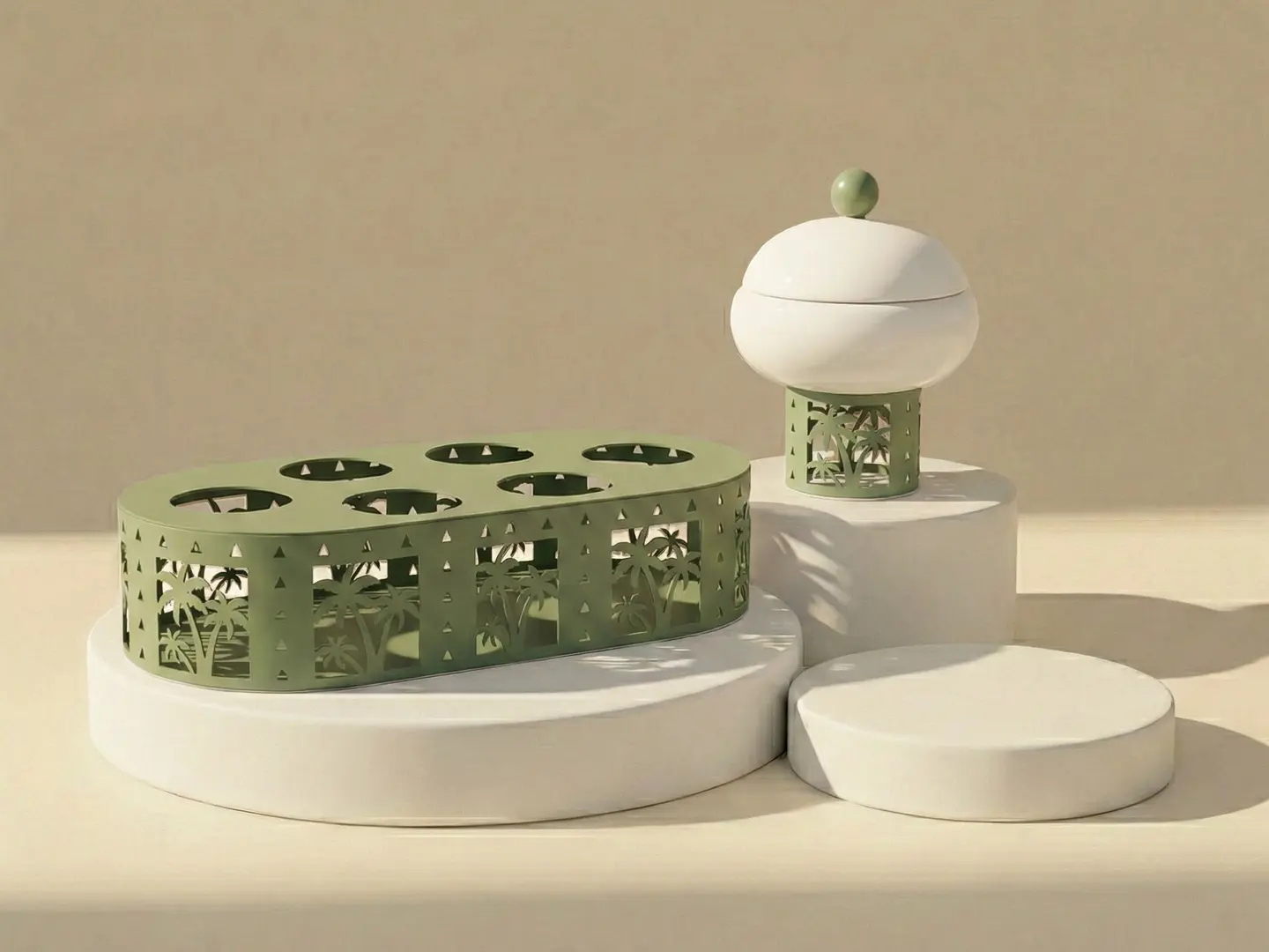 حامل فناجيل قهوة سعودية اخضر