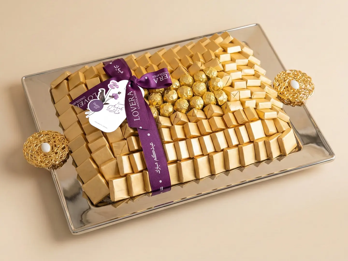 صينية مستطيل شوكولاتة مغلفة كبير