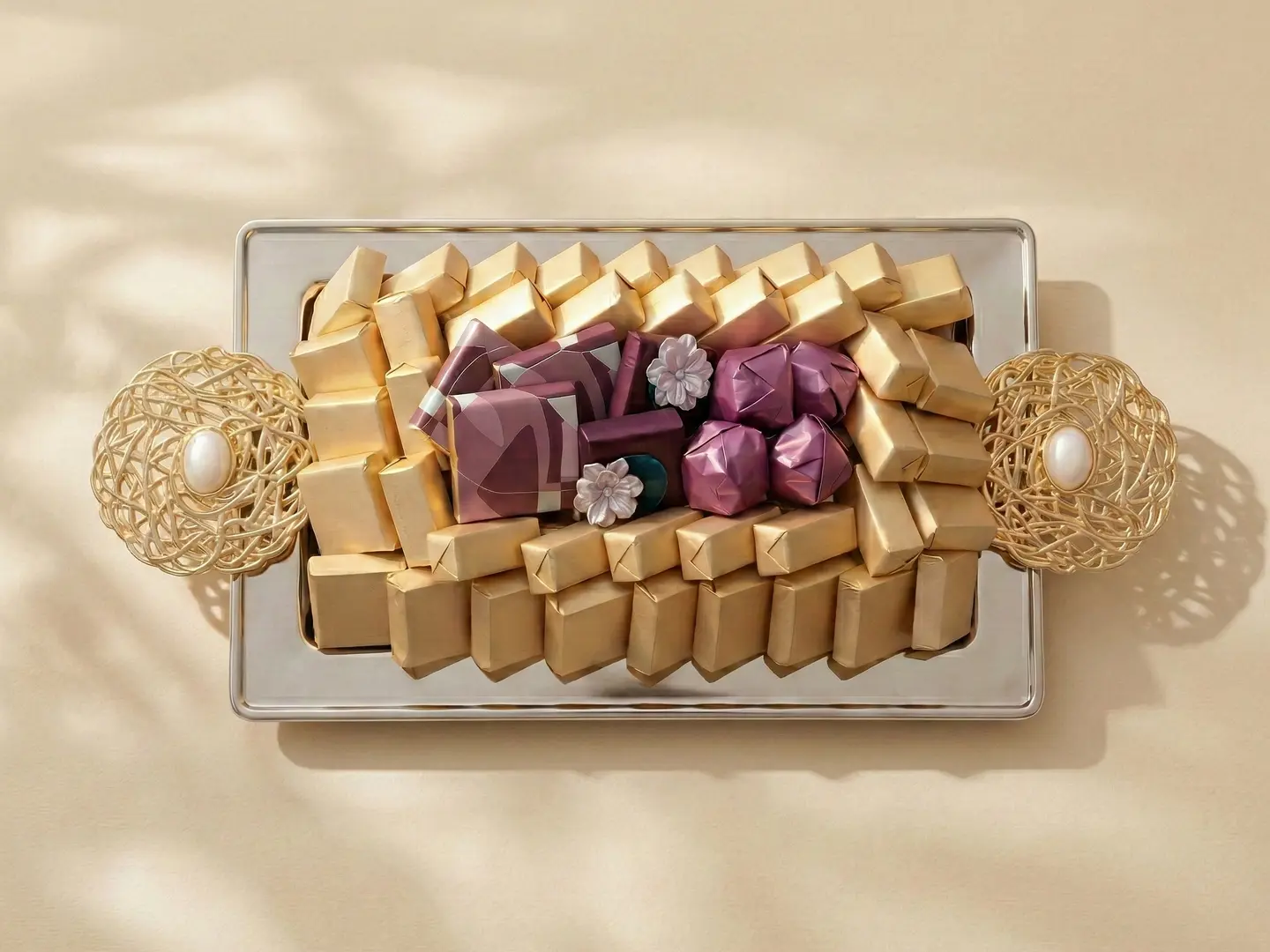 Rectangular Wrapped Mauve Tray Small
