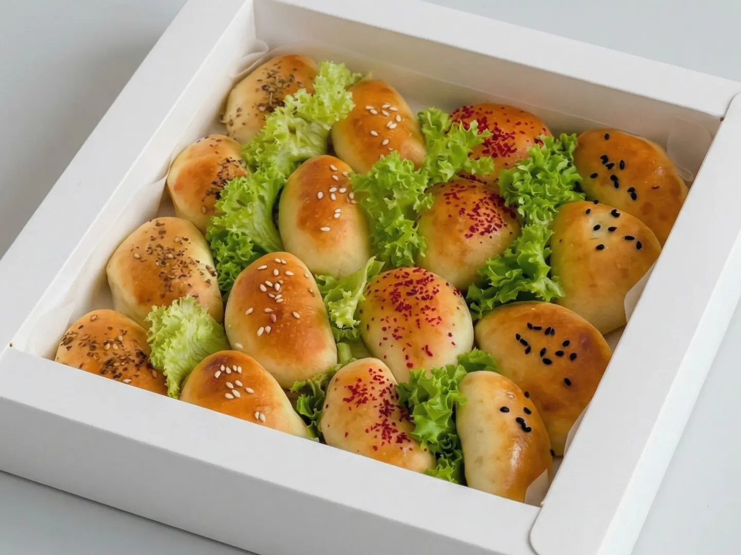 بوكس صغير فطائر عدد 16 حبة بحشوات مشكلة