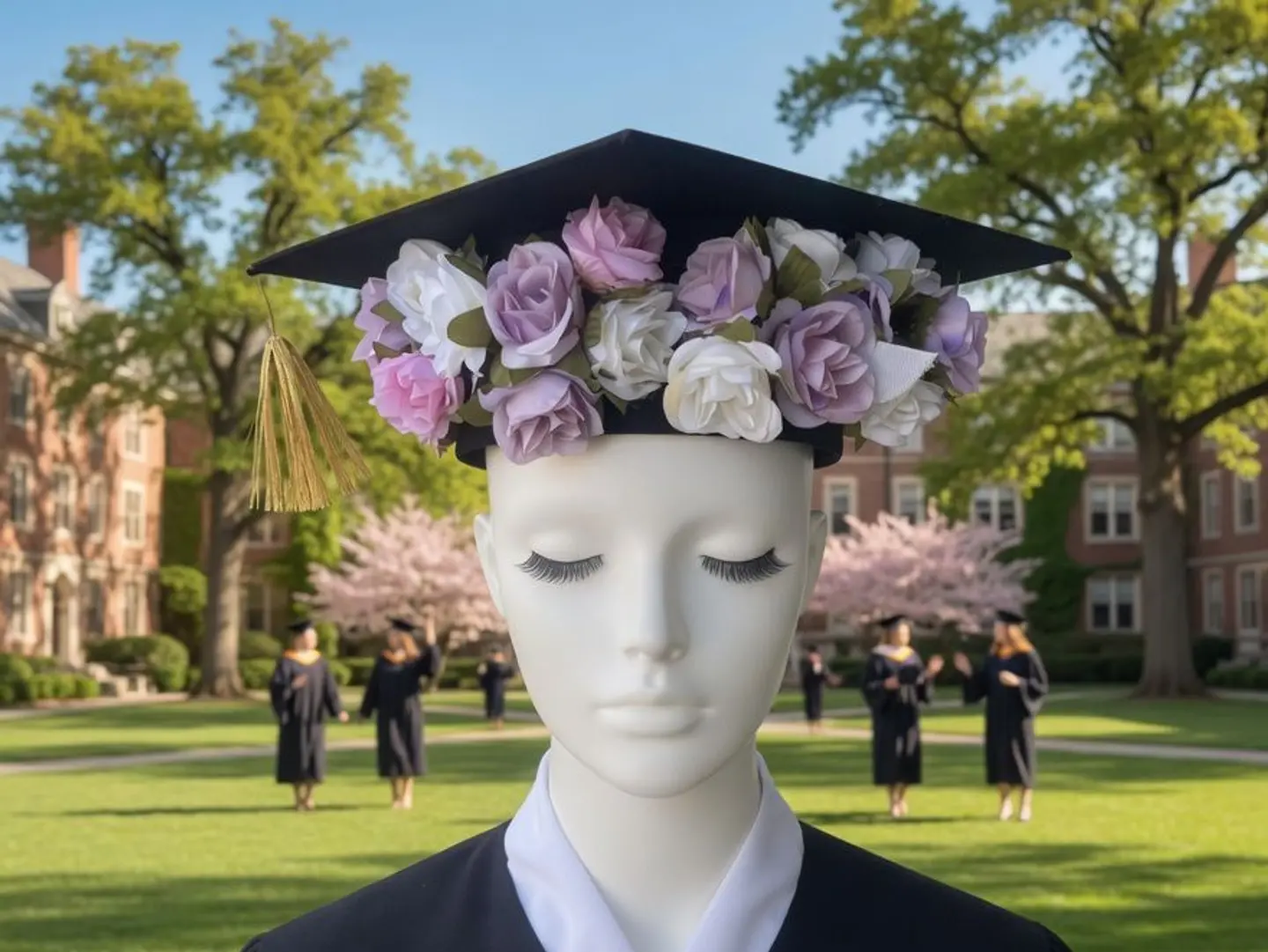 قبوع التخرج بالورد الصناعي