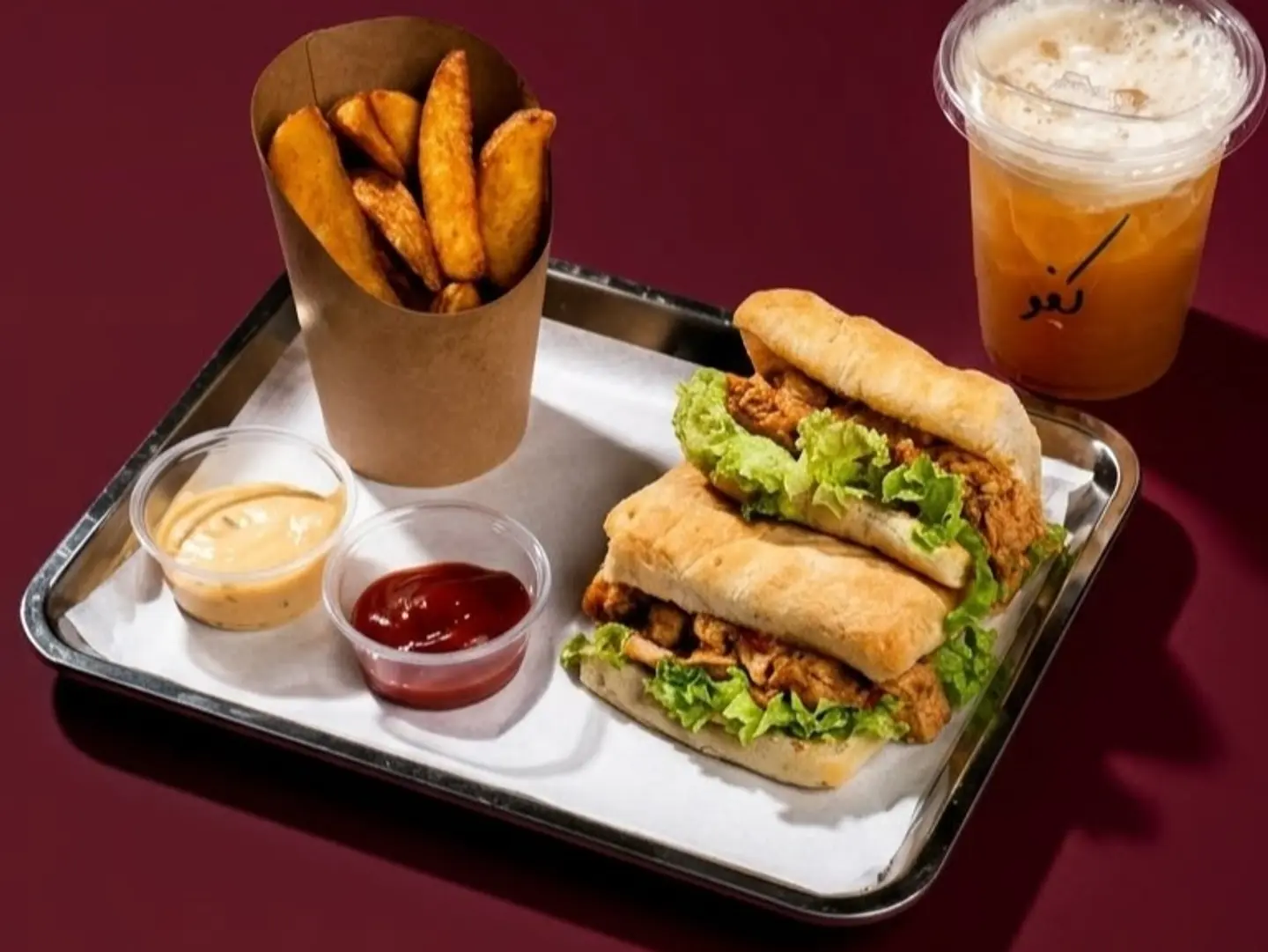 Chicken Sandwich With A Drink