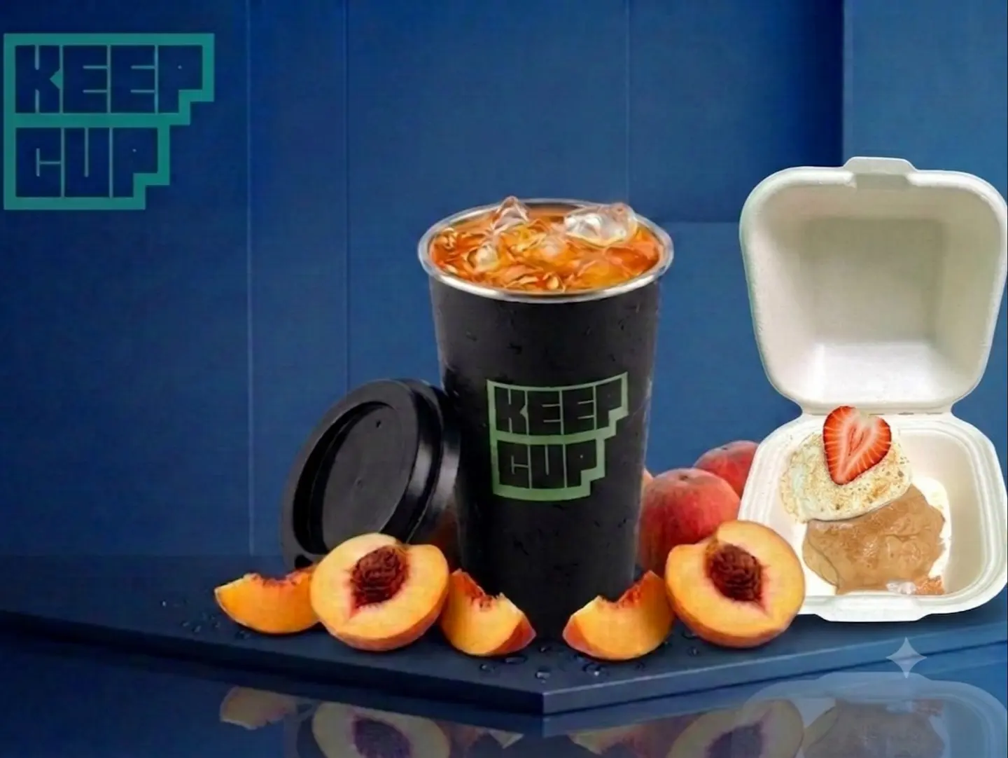 Ice Tea Peach Medium With Lotus Cookie Pudding Ice Cream