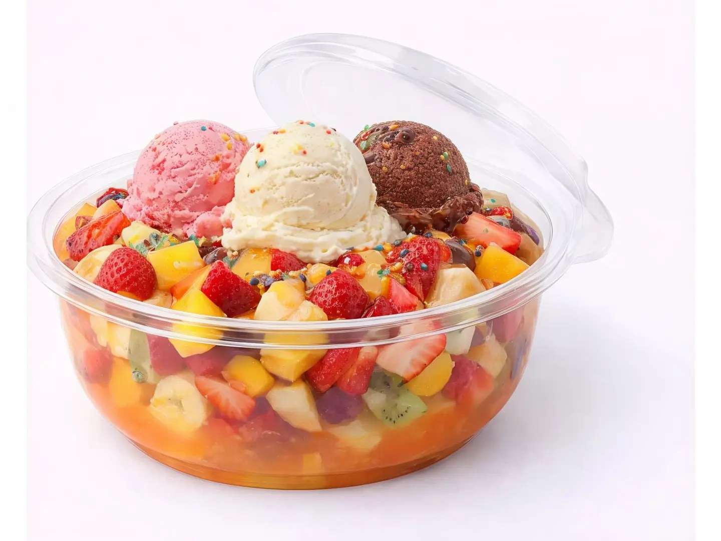 Large Fruit Plate With Ice Cream
