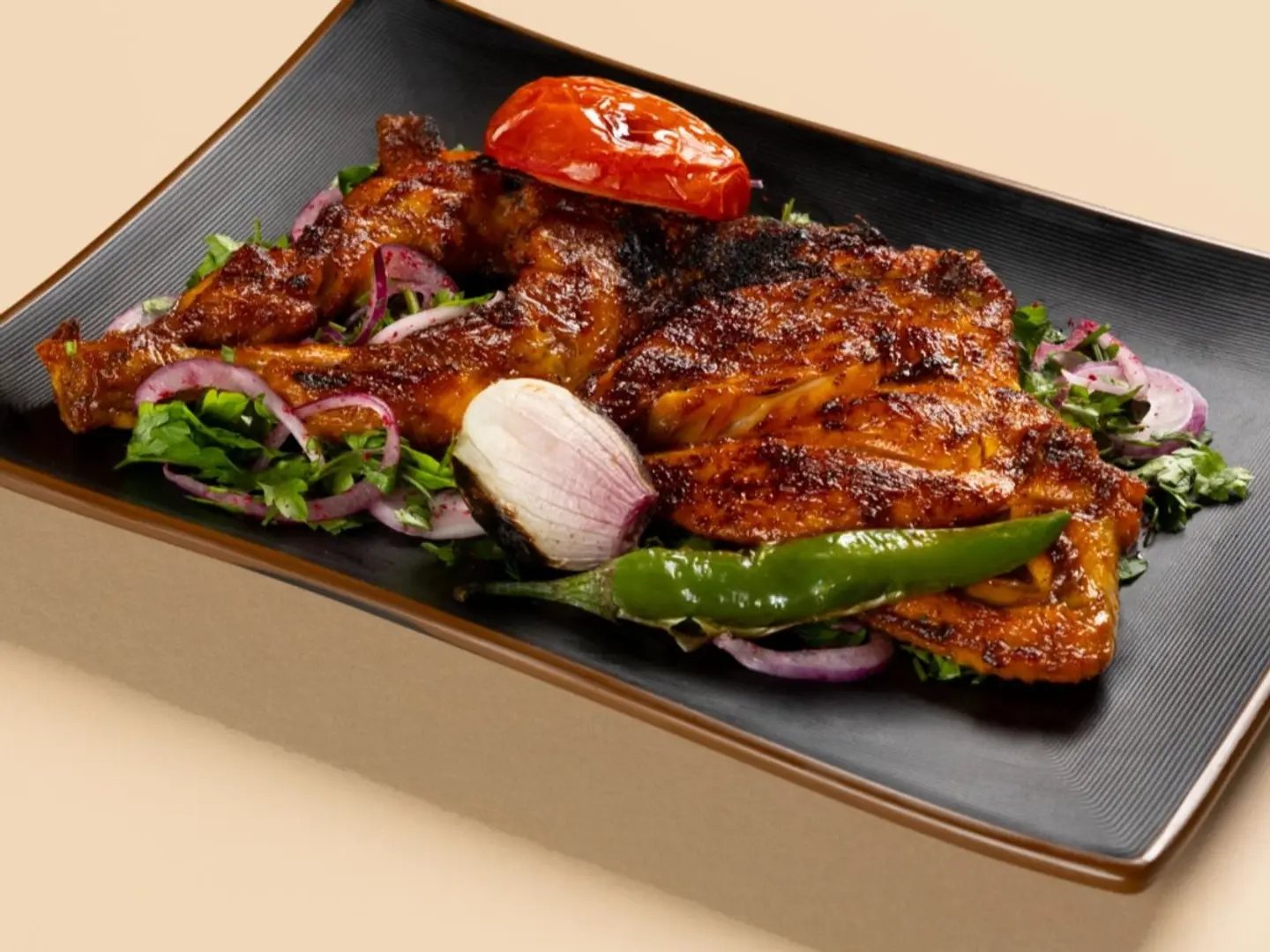 نصف دجاج علي الفحم بدون رز