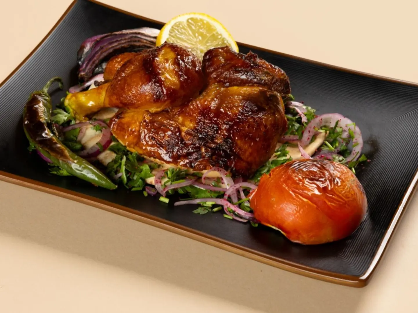 نصف دجاج شواية بدون رز