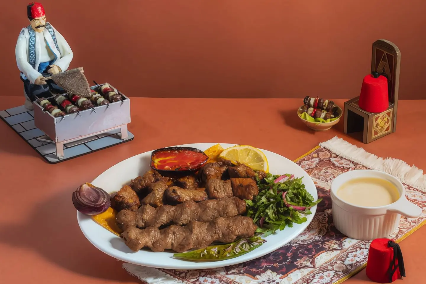 مشكل لحم نص كيلو ثمانية أسياخ