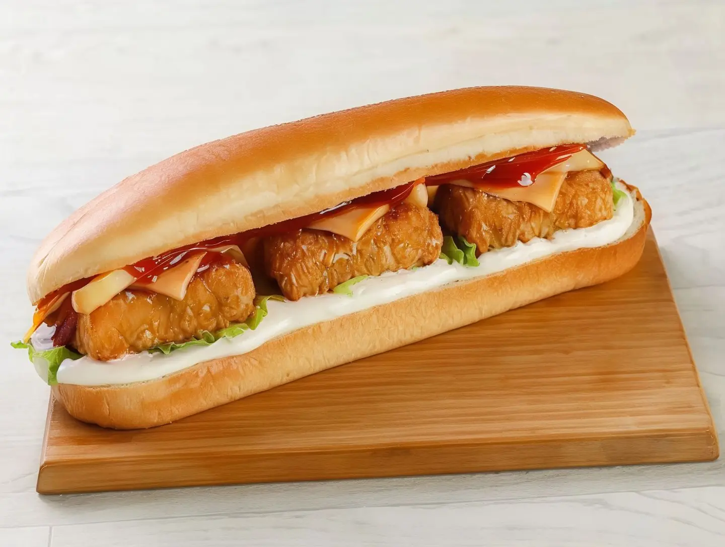 ساندوتش مسحب سمك عادي