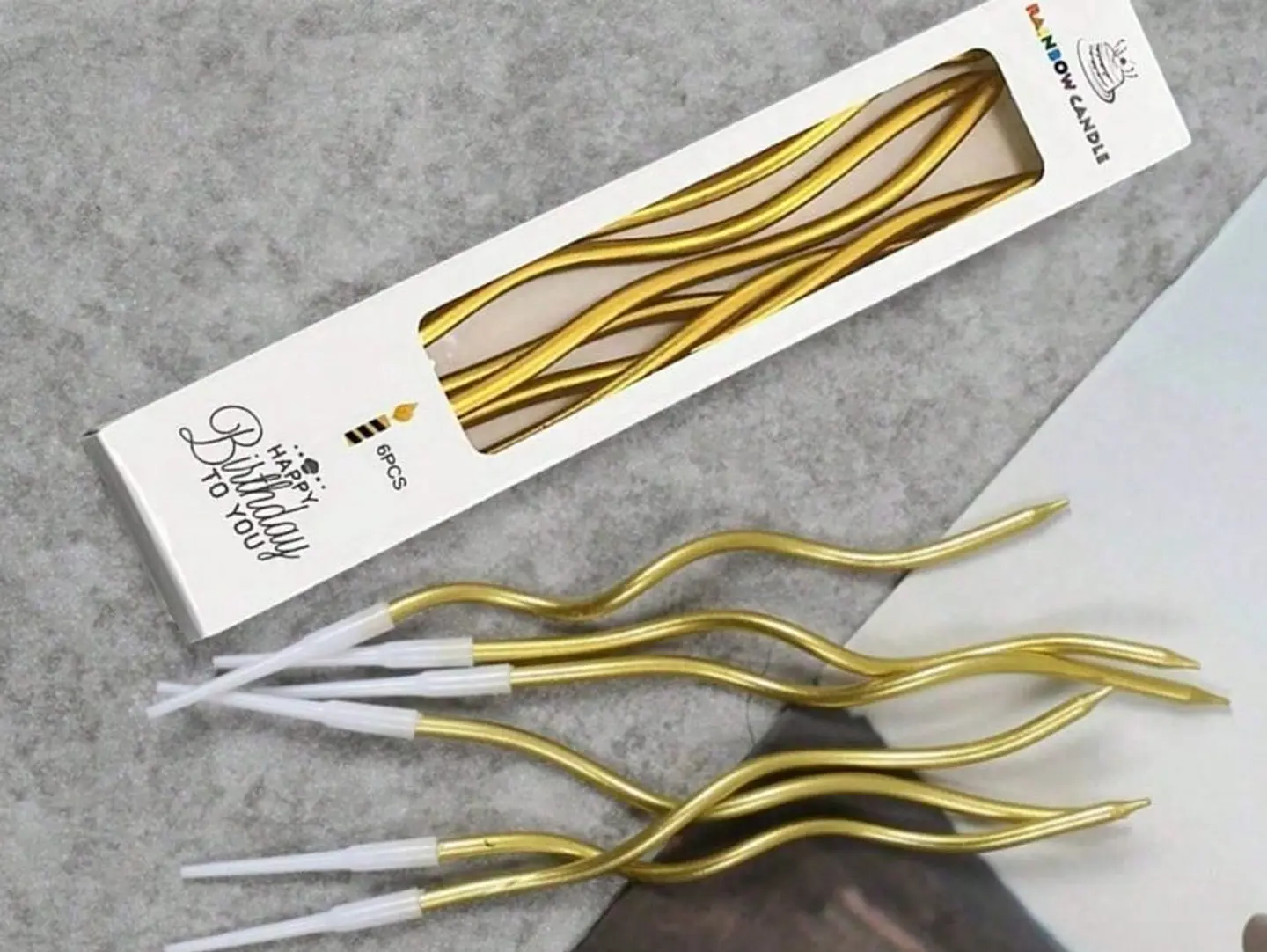 Gold Spiral Birthday Cake Candles