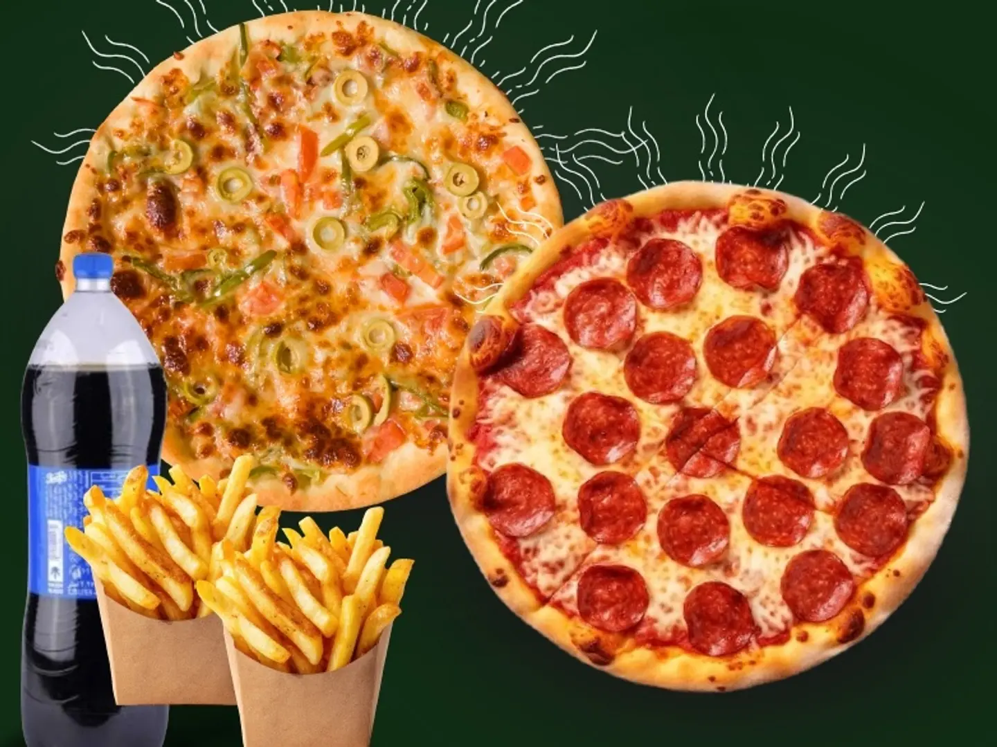 عرض العائلة 2 بيتزاء كبيرة من اختيارك