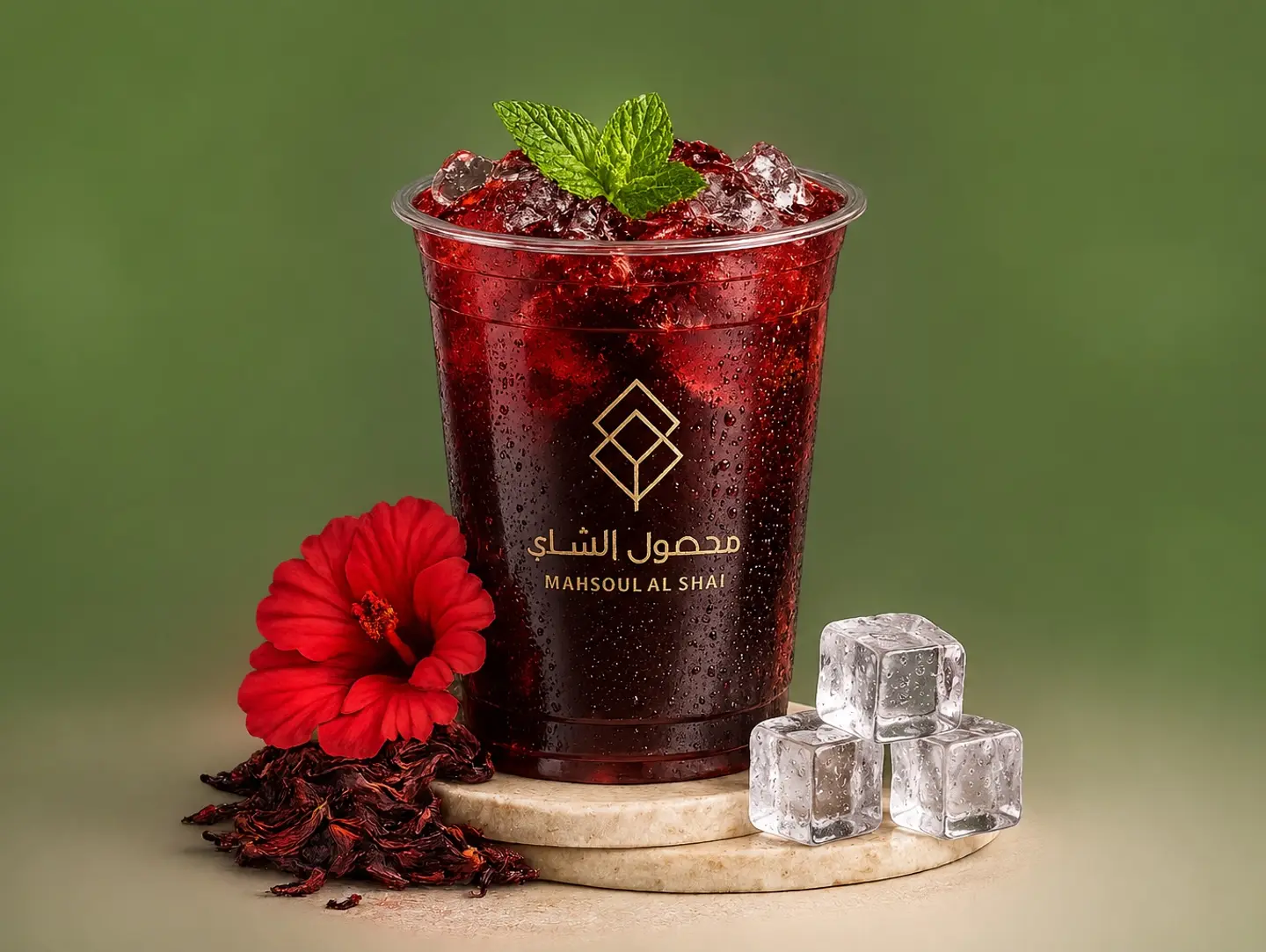 Iced Karkadeh With Mint