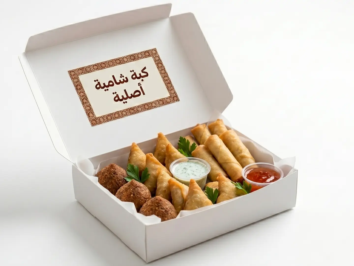 Mixed Samosa, Spring Roll And Kibbeh Box
