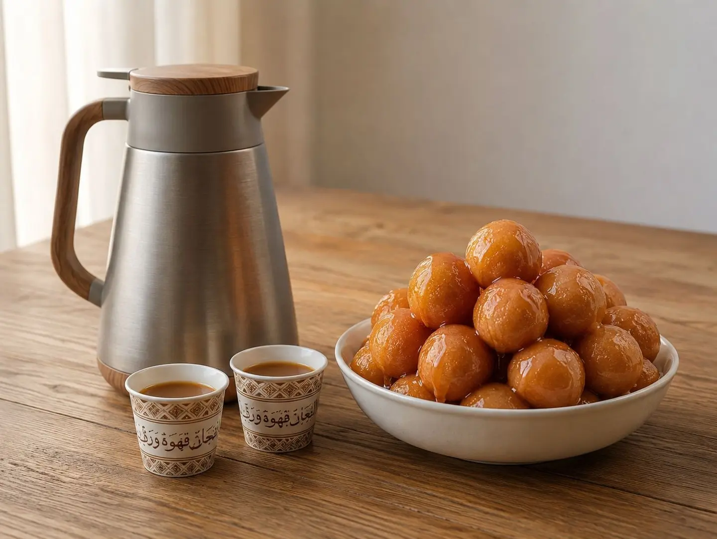 Small Luqaimat Plate With Saudi Coffee Thermos