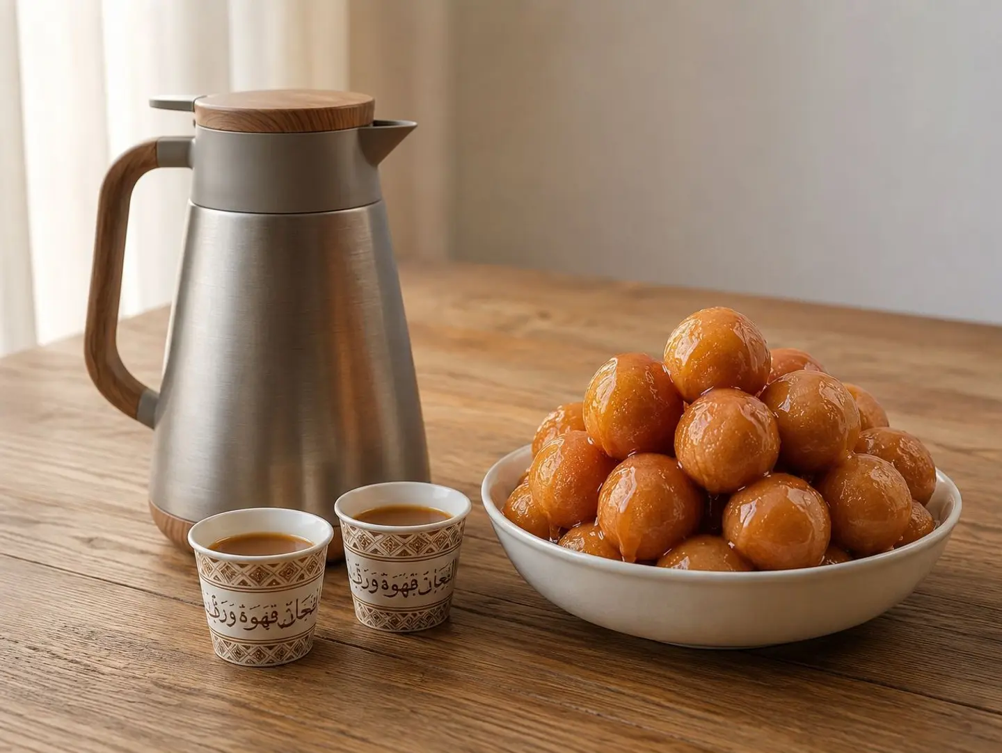Medium Luqaimat Plate With Saudi Coffee Thermos