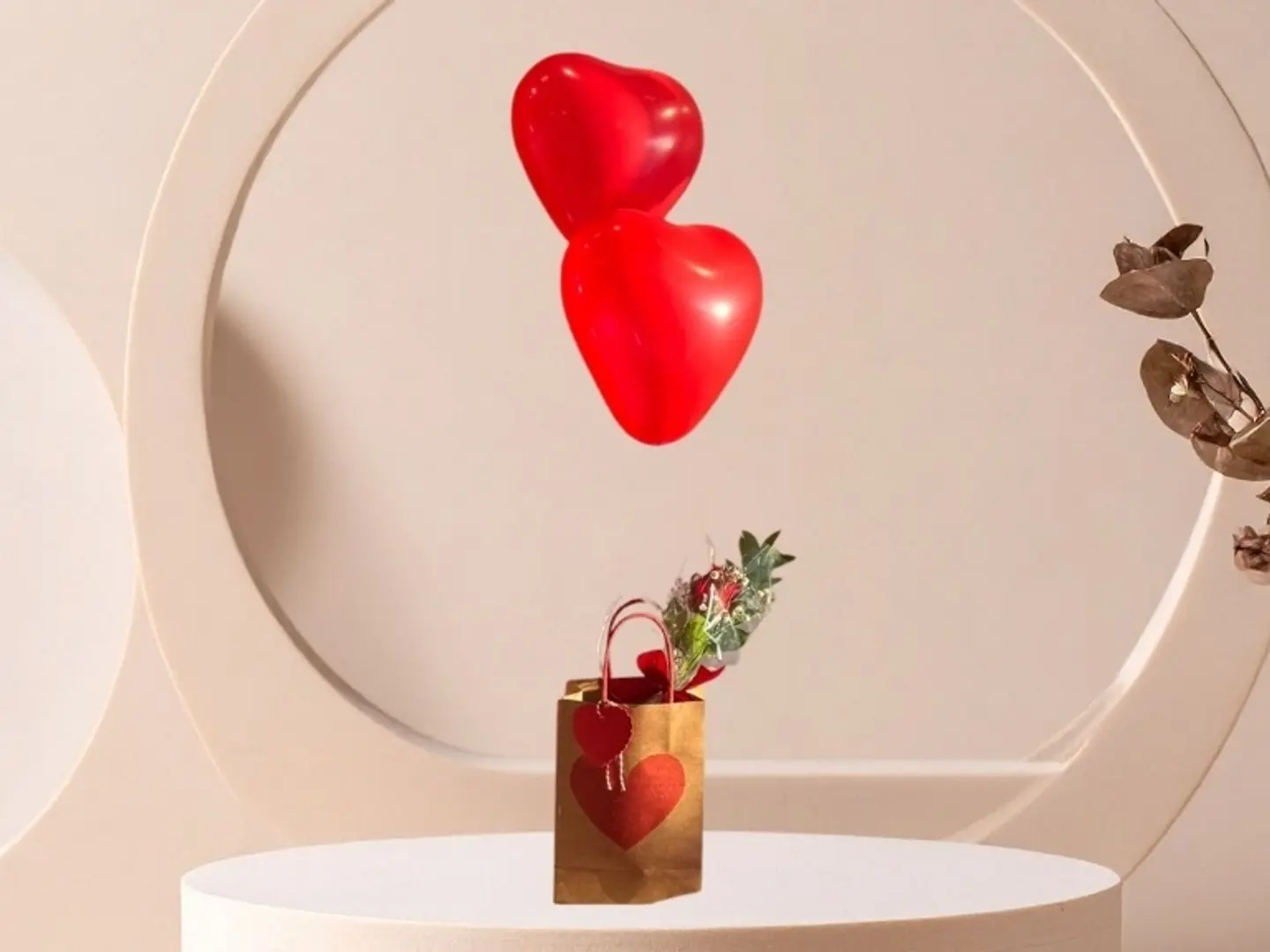 باقة الحب مع الكيس والبالون