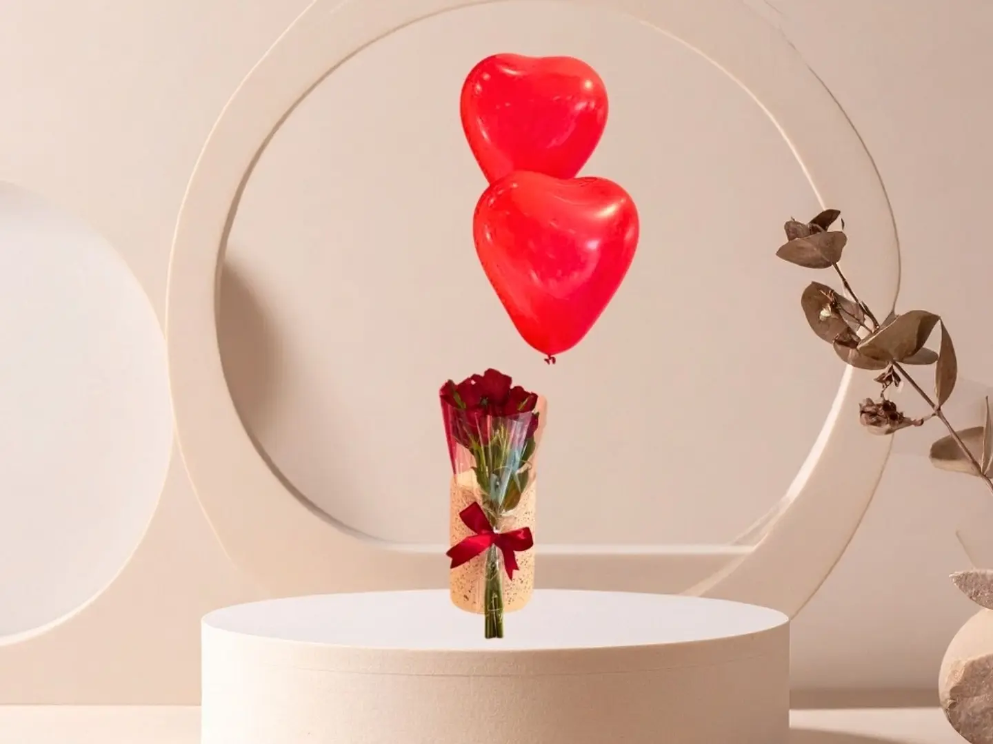 باقة يوم الحب 16 مع بالون