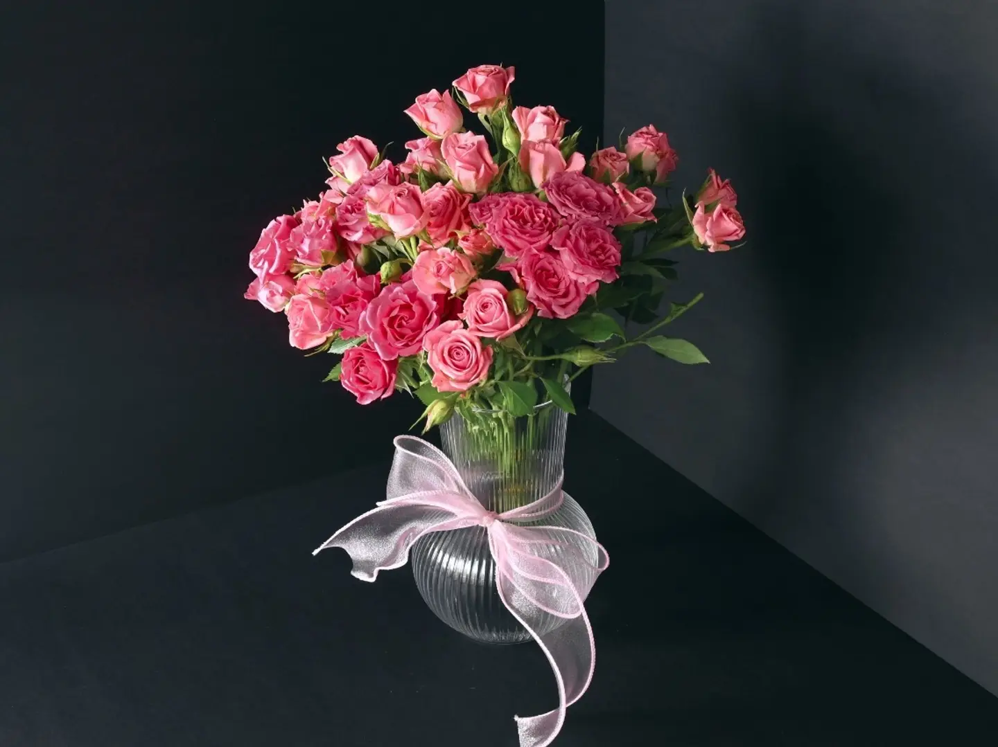 Pink And Fuchsia Baby Rose Vase