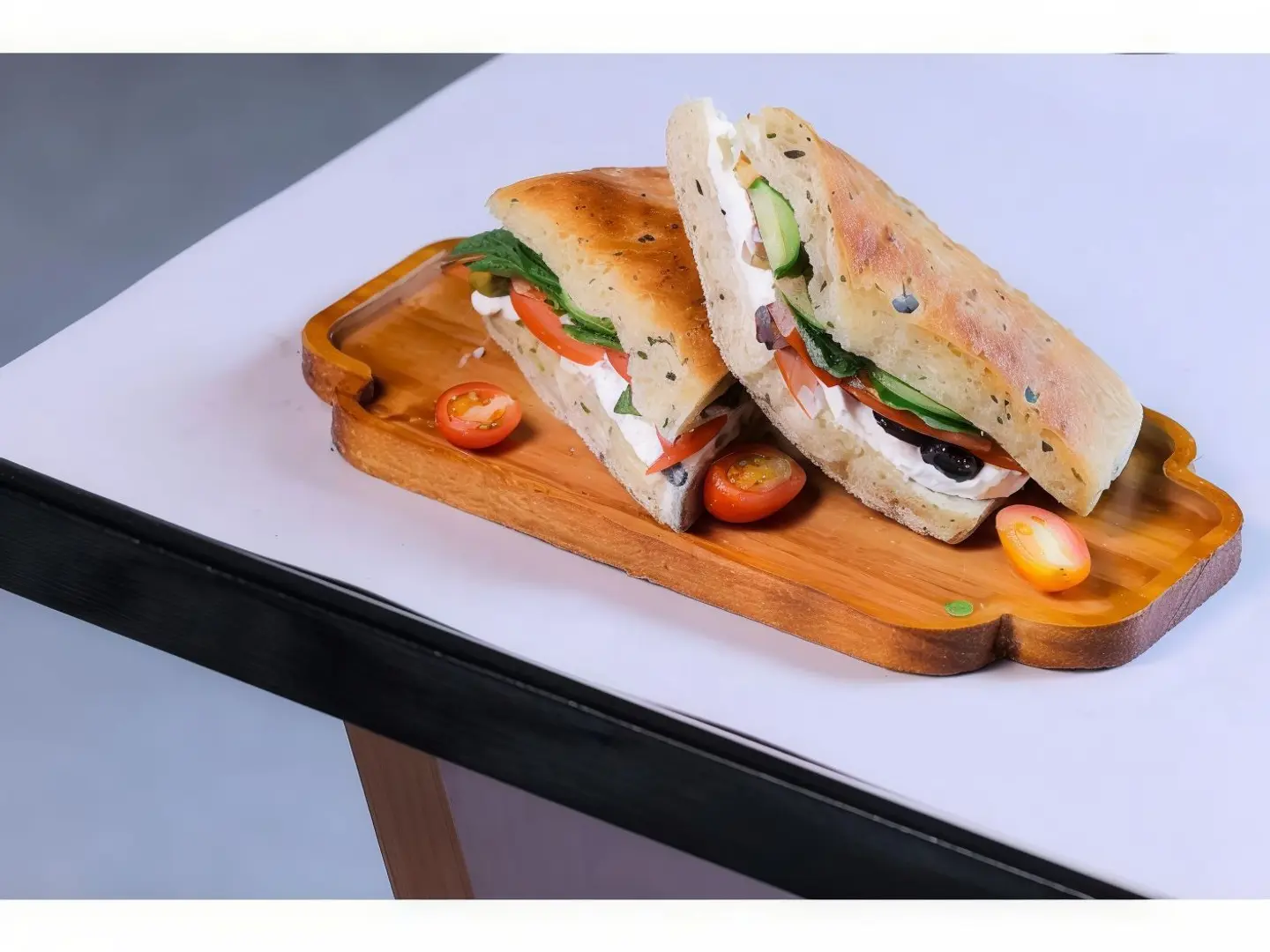 Labneh And Olives Sandwich