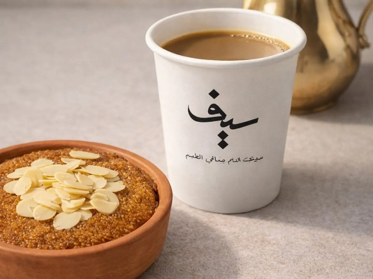 قهوة سعودية مع بسبوسة قشطه