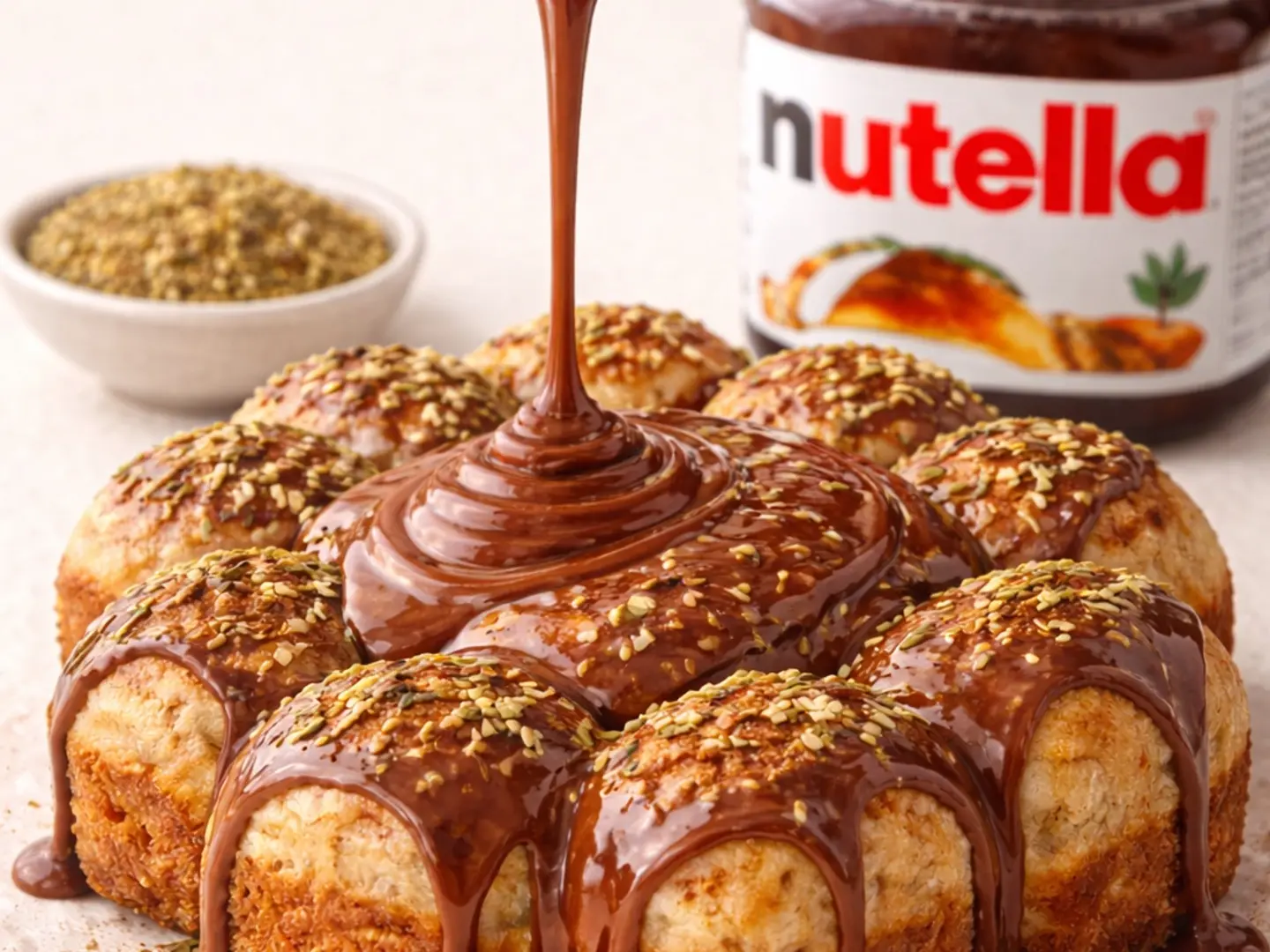 خلية الزعتر مع صوص النوتيلا الغني بشكولاته البندق