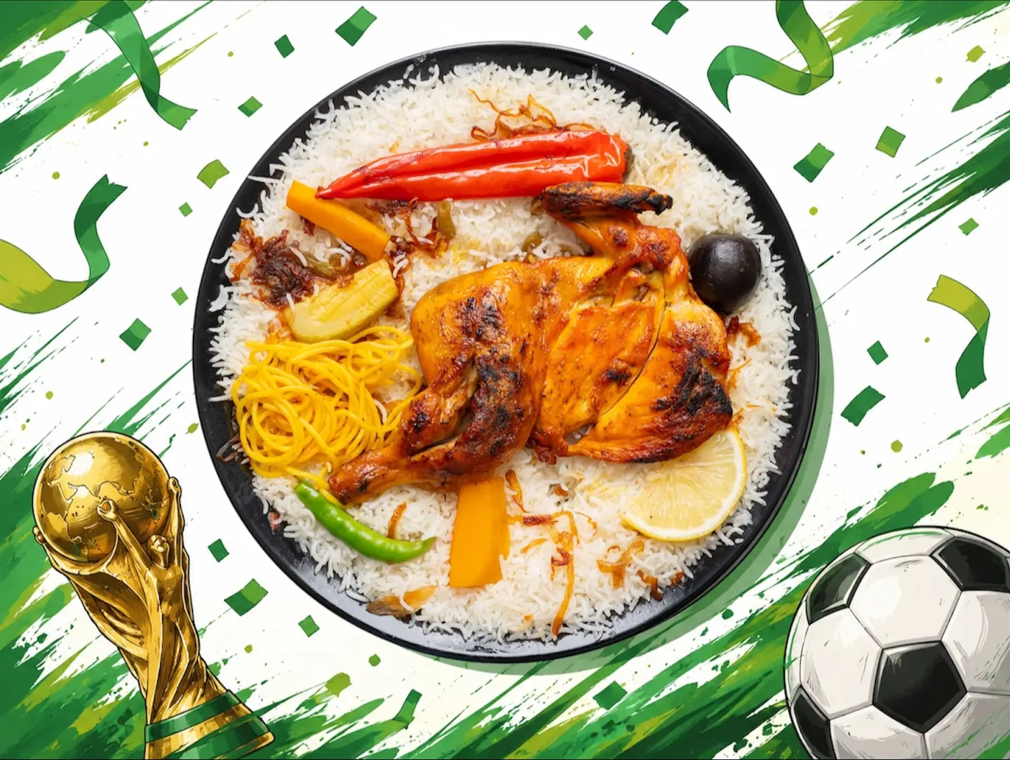 نصف دجاج مظبي مع ارز (سعودي او مندي او بشاور)