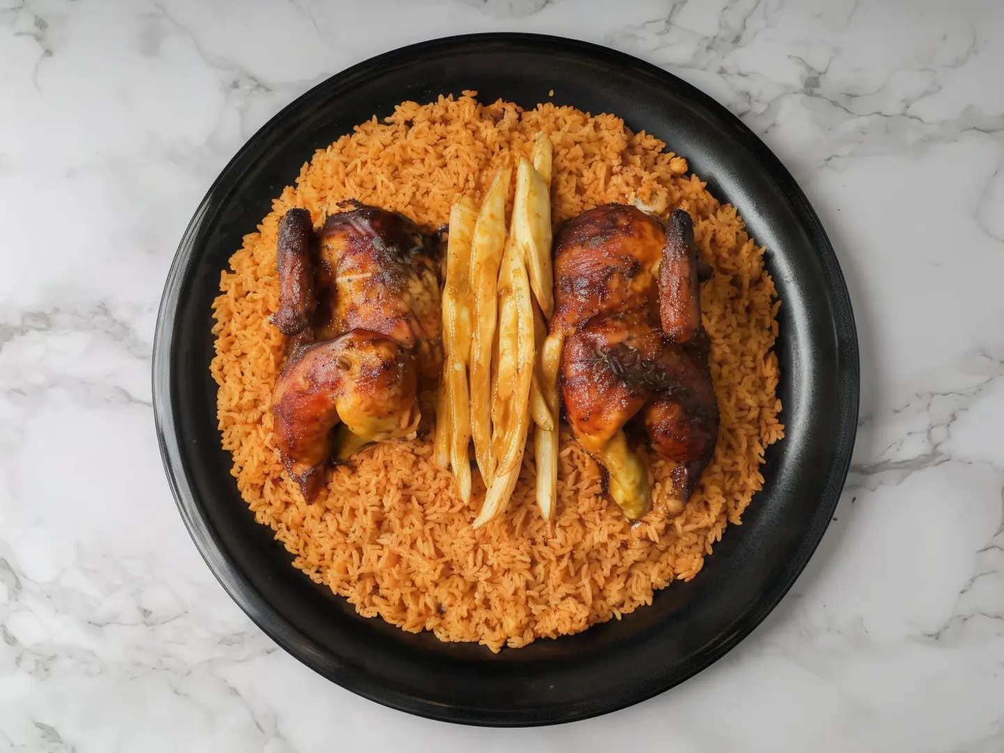دجاج شوايه حراق مع الرز - نص