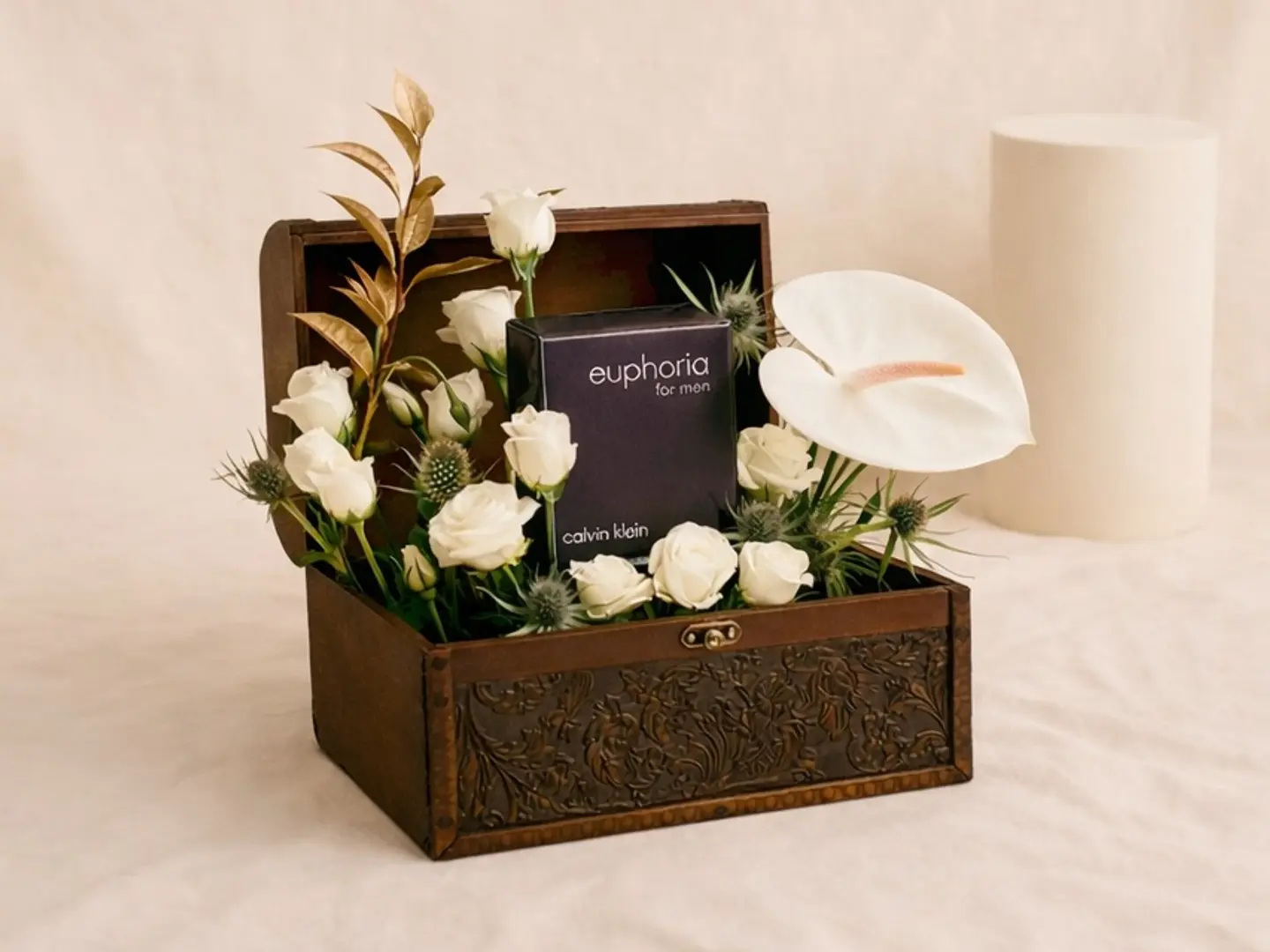 Euphoria Calvin Klein Cool Edt 100 Ml For Men In White Roses Box