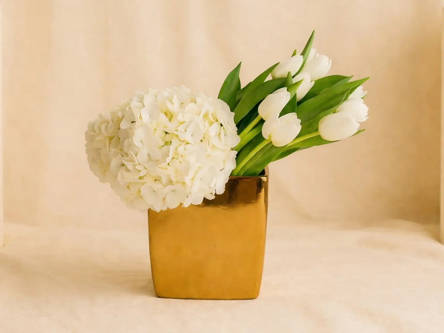 Hydrangea And Tulip Vase