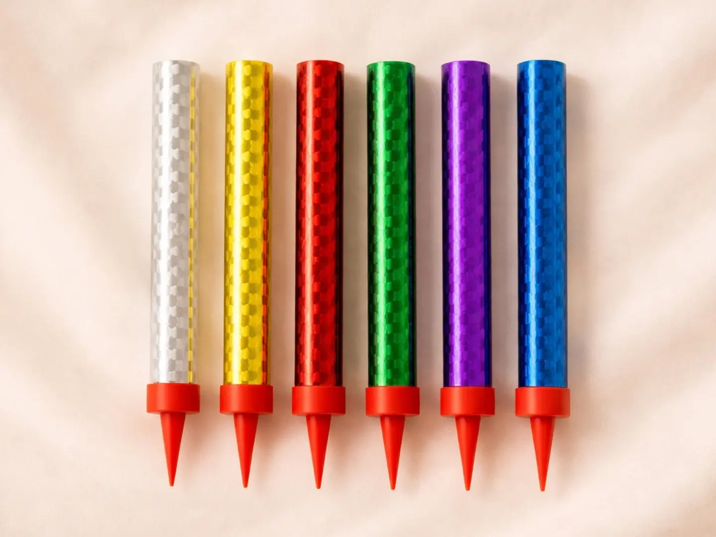 شموع لامعة معدنية بألوان قوس قزح، عبوة من 6 قطع