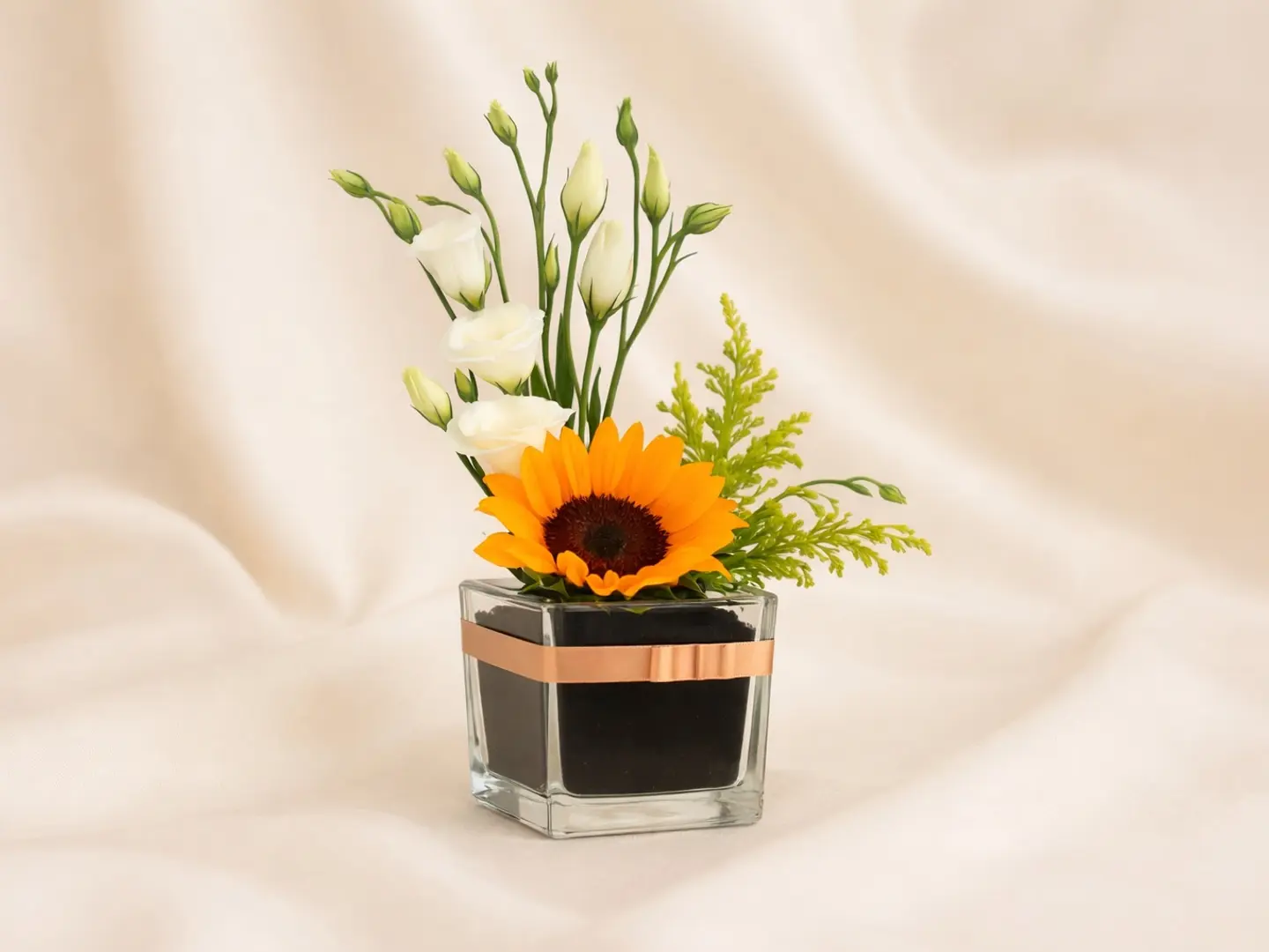 Sunflower Glass Vase Arrangement For Special Occations