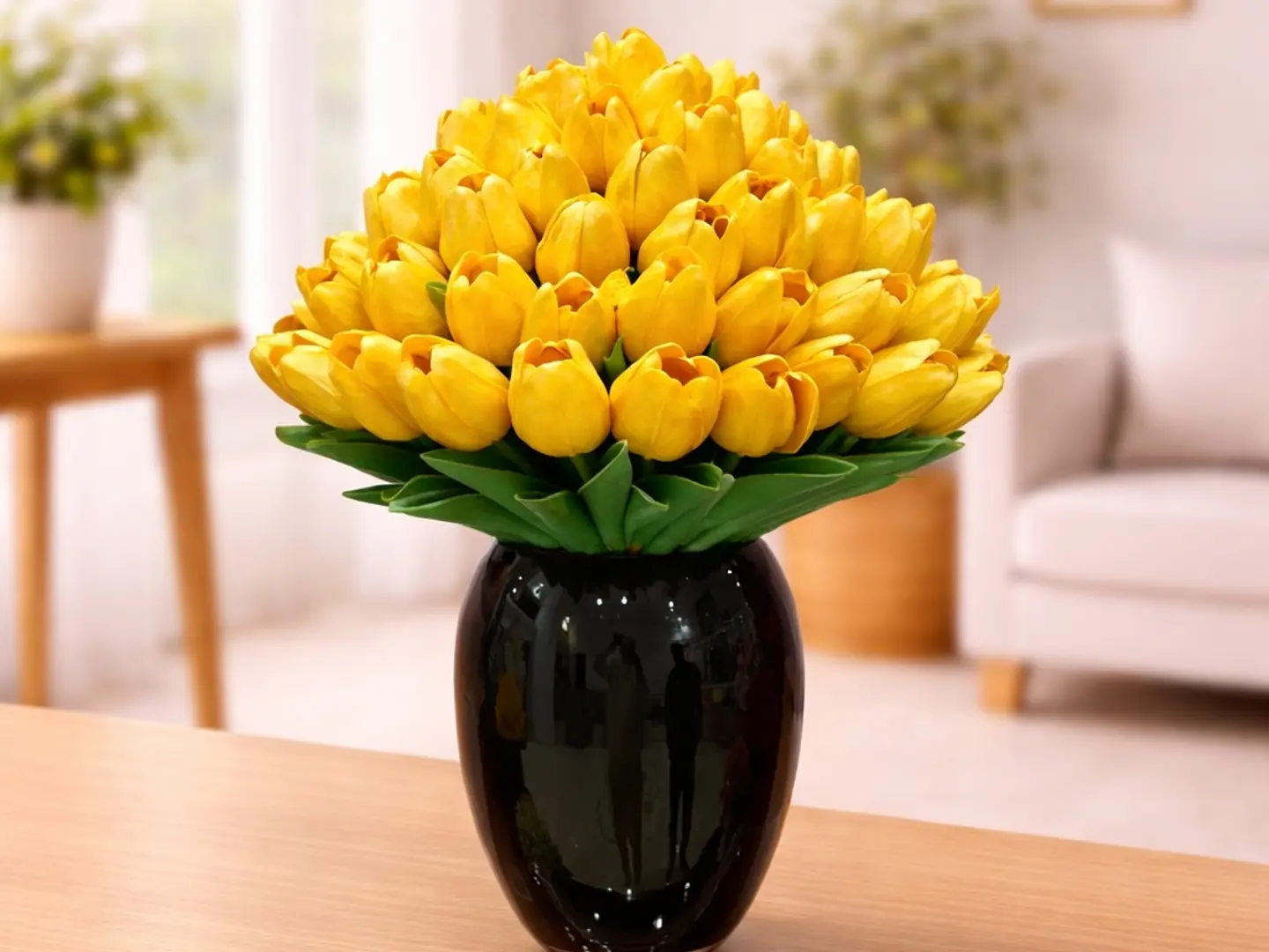 باقة زهور التوليب الصفراء الاصطناعية لتزيين المنزل