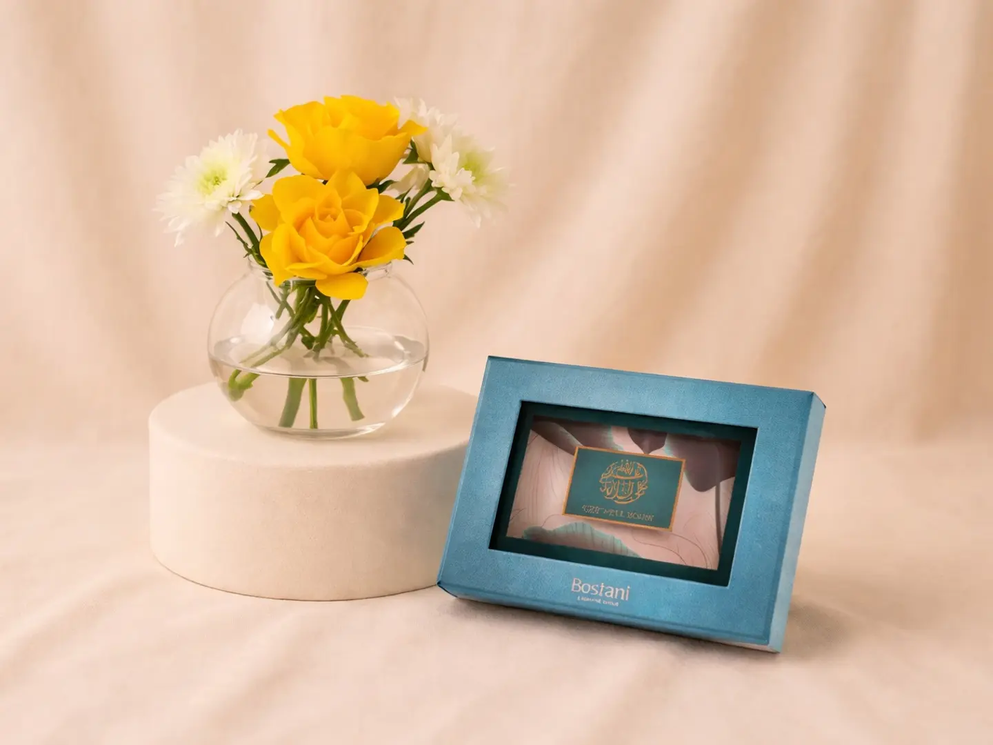 شوكولاتة بوستاني للشفاء المبارك مع مزهرية زهور