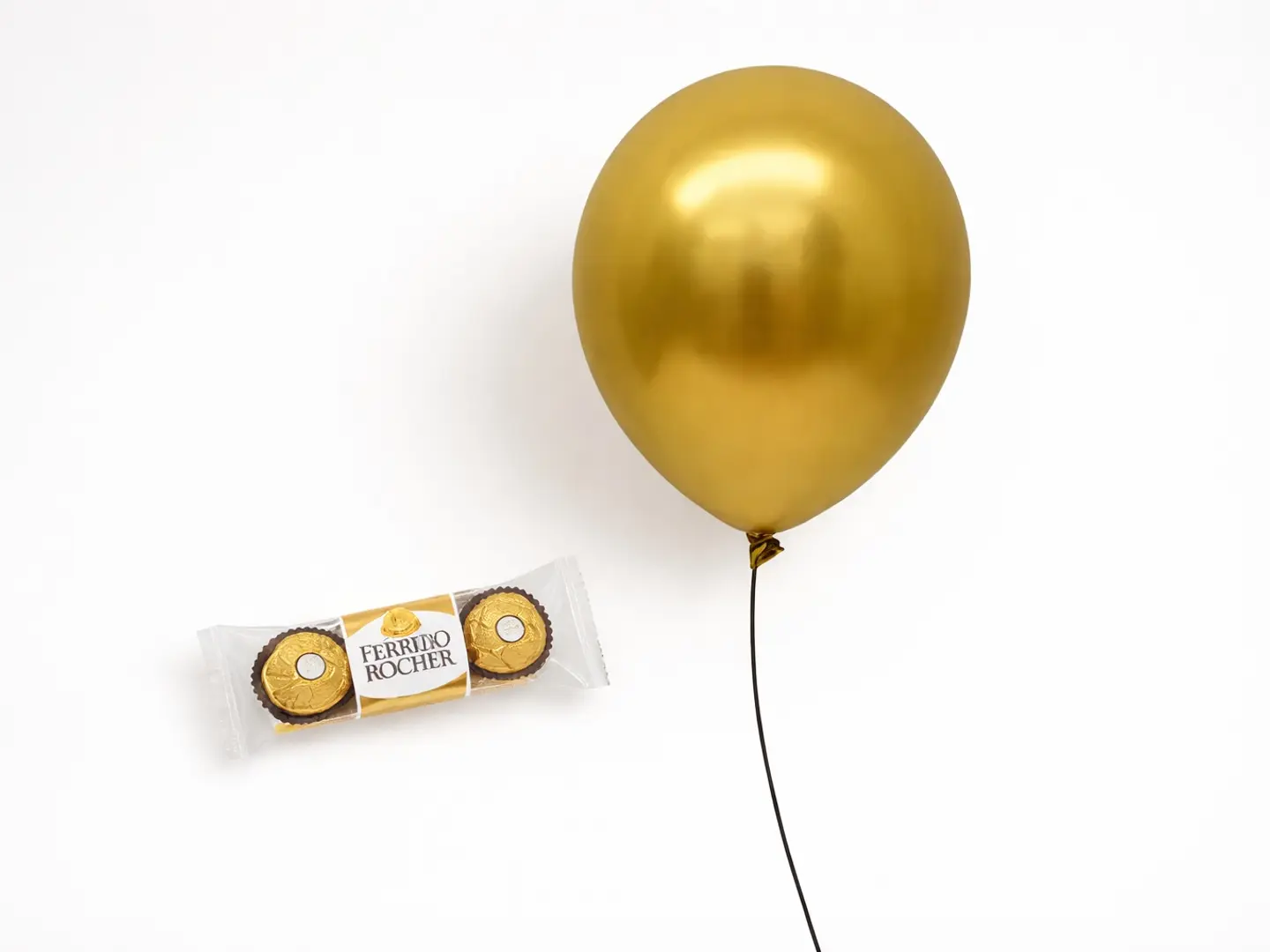 Golden Hylium Baloon With Ferrero Rocher Chocolate Combo