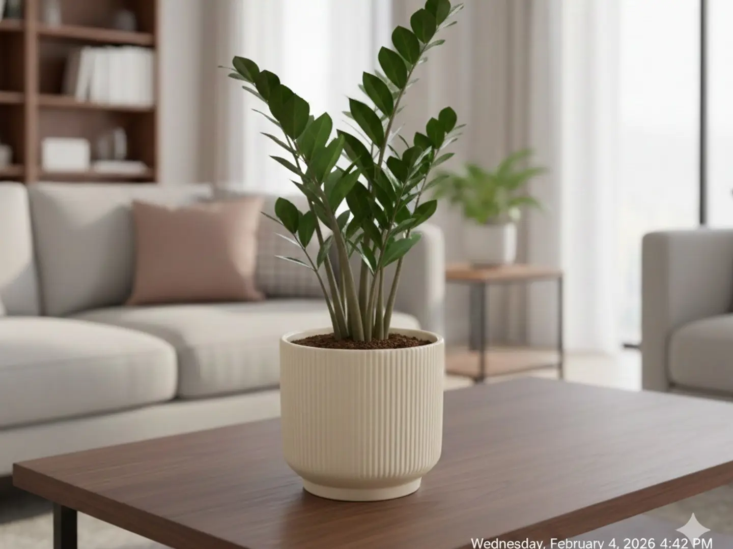 Zamia Plant White Ceramic Pot