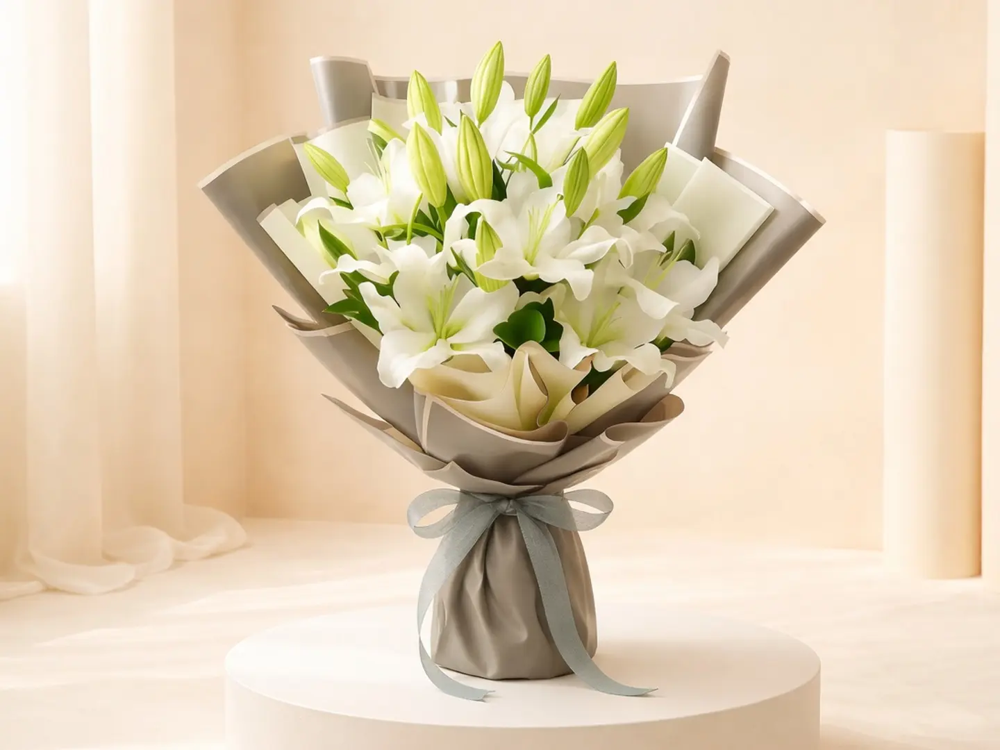 باقة زهور الزنبق الأبيض الجميلة