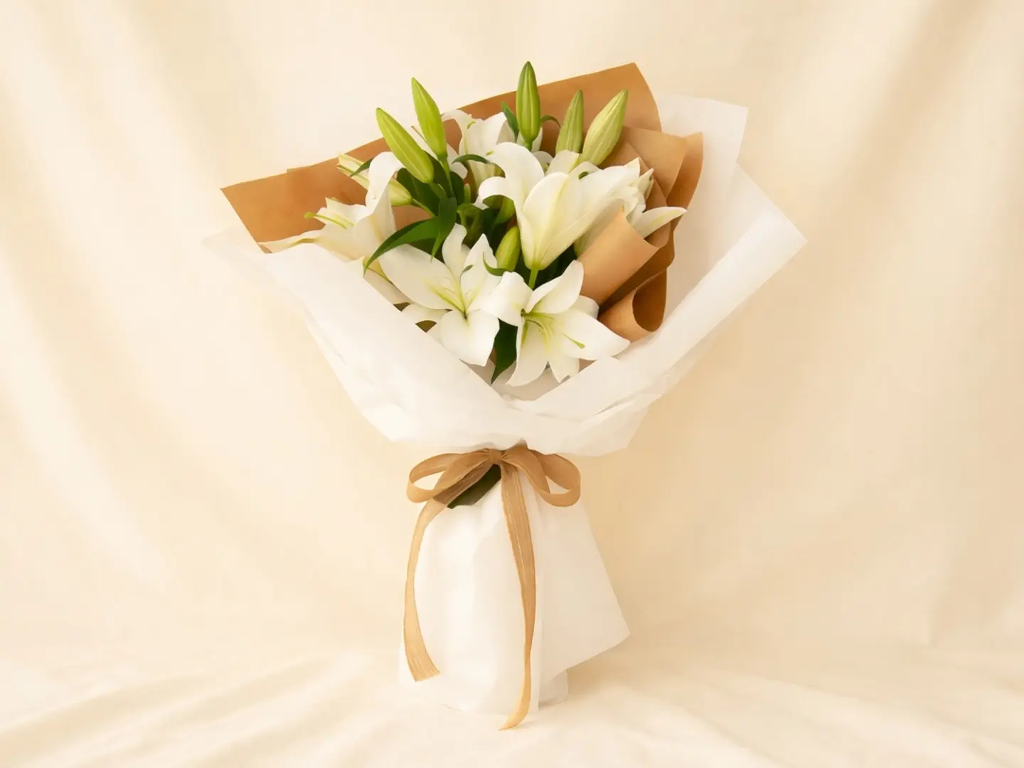 باقة زهور زنبق أبيض جميلة لها وله