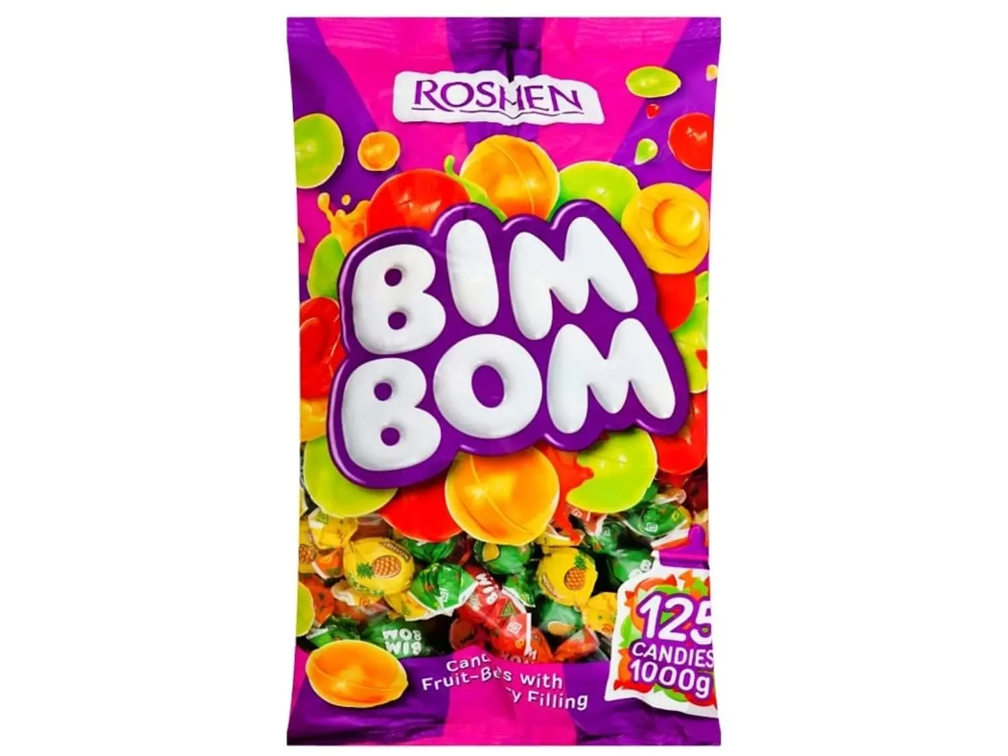 حلوى بيم بوم بنكهة الفواكة والتوت 125 قطعة 1 كيلو من روشن