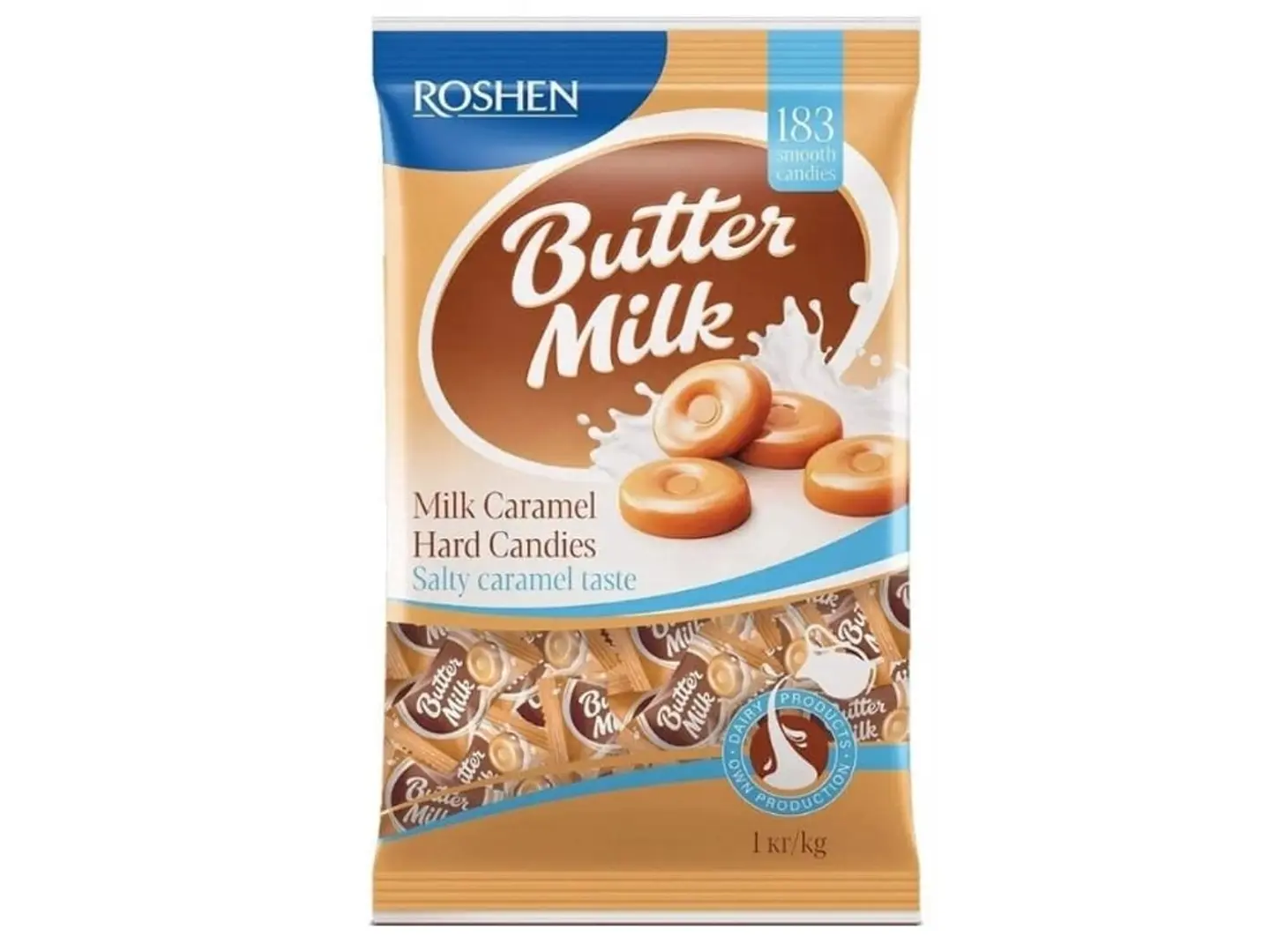 حلوى صلبة بتر ميلك بالحليب والزبدة 1 كيلو من روشن