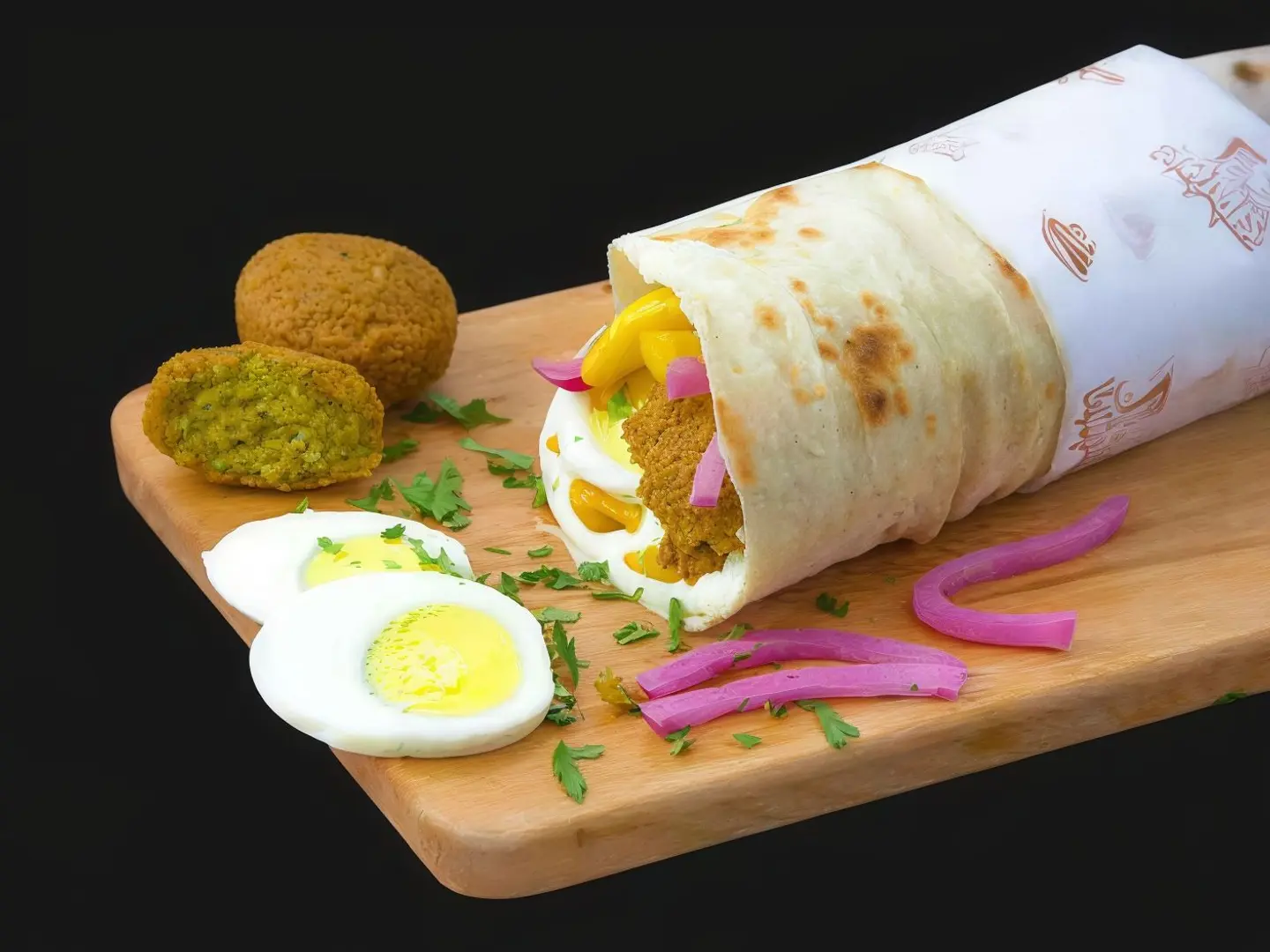 ساندوتش فلافل اسبشل حمص ، بيض