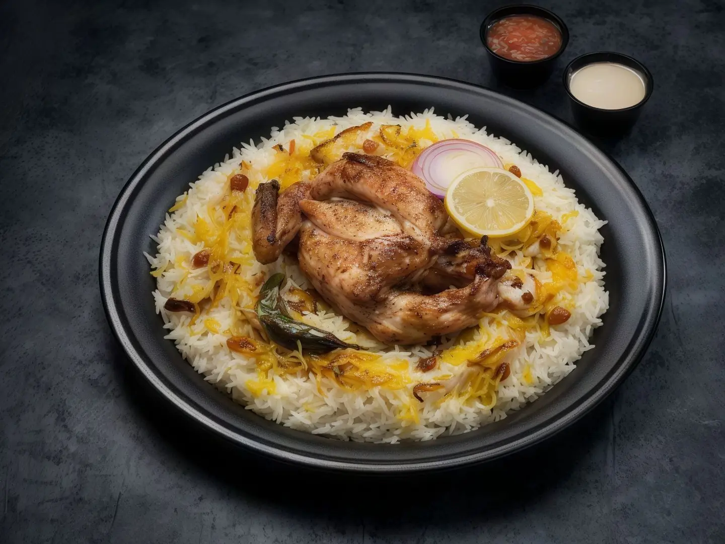 نصف حبه دجاج مظبي مع ارز شعبي