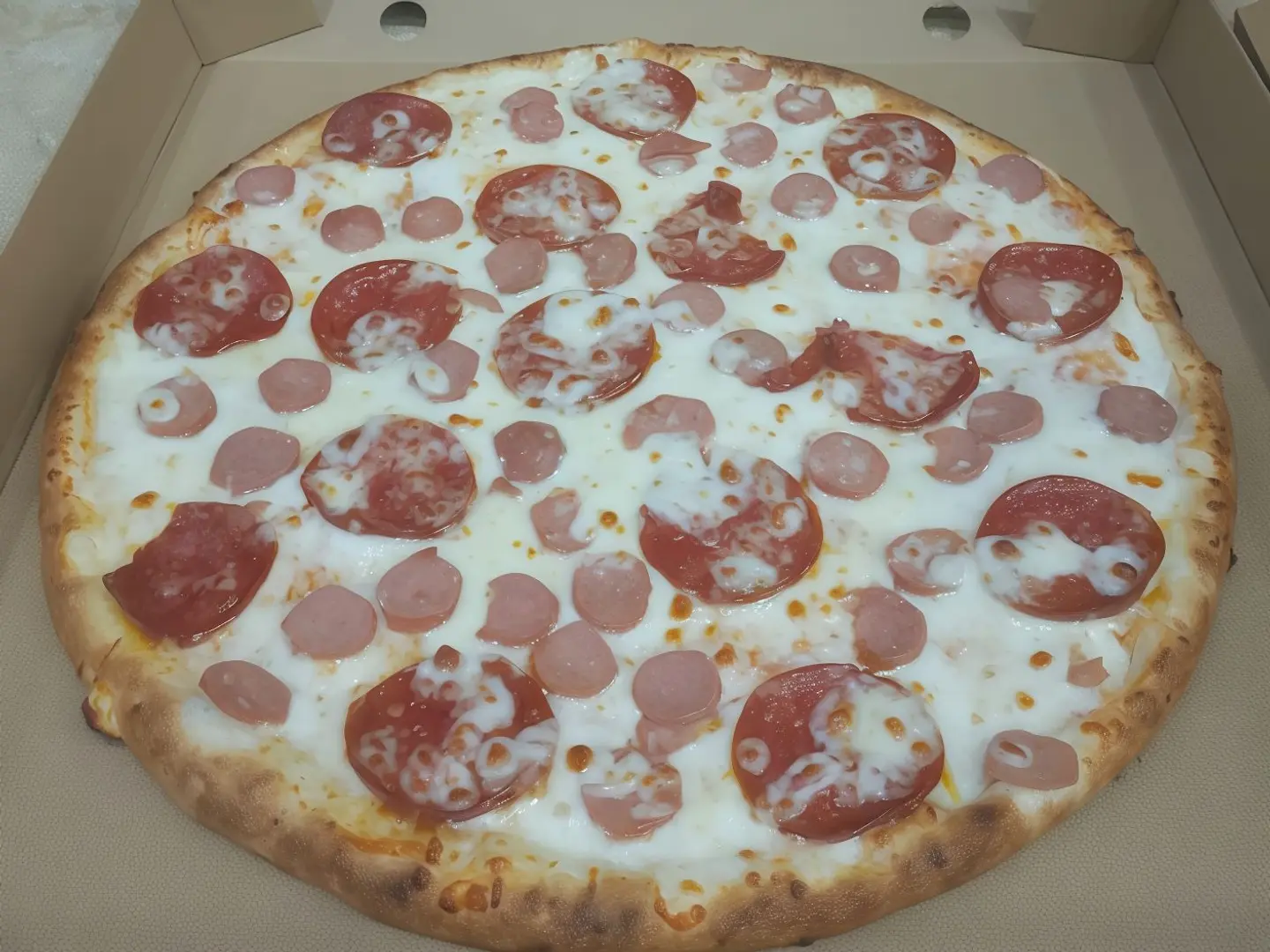 بيتزا بيبروني مع نقانق